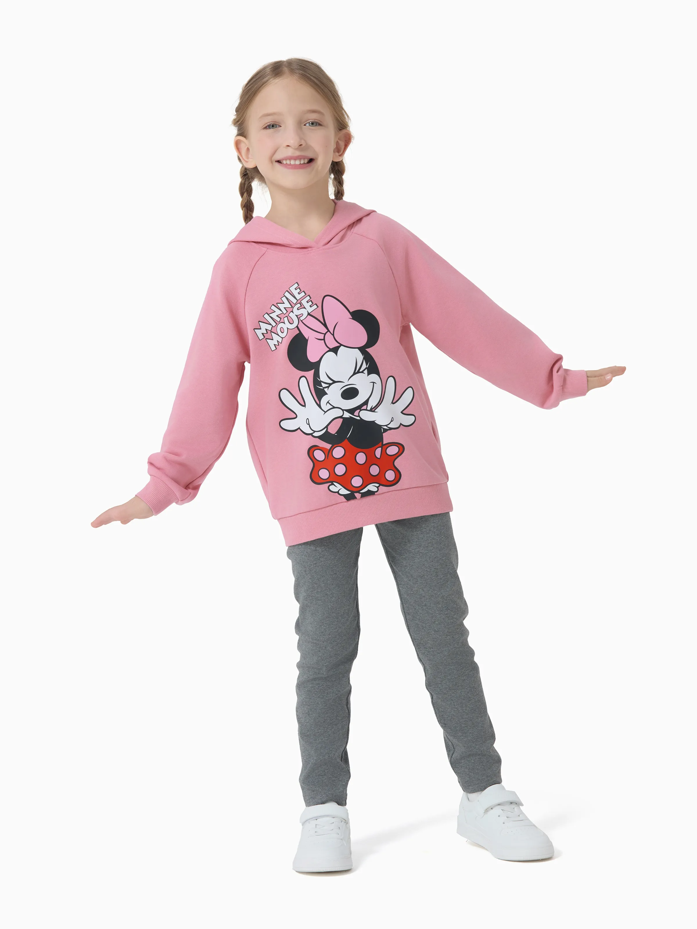 Disney Mickey and Friends Toddler/Kids Girl 2pcs Minnie Polka Dot Hooded Top and Leggings Set Pink - Image 3