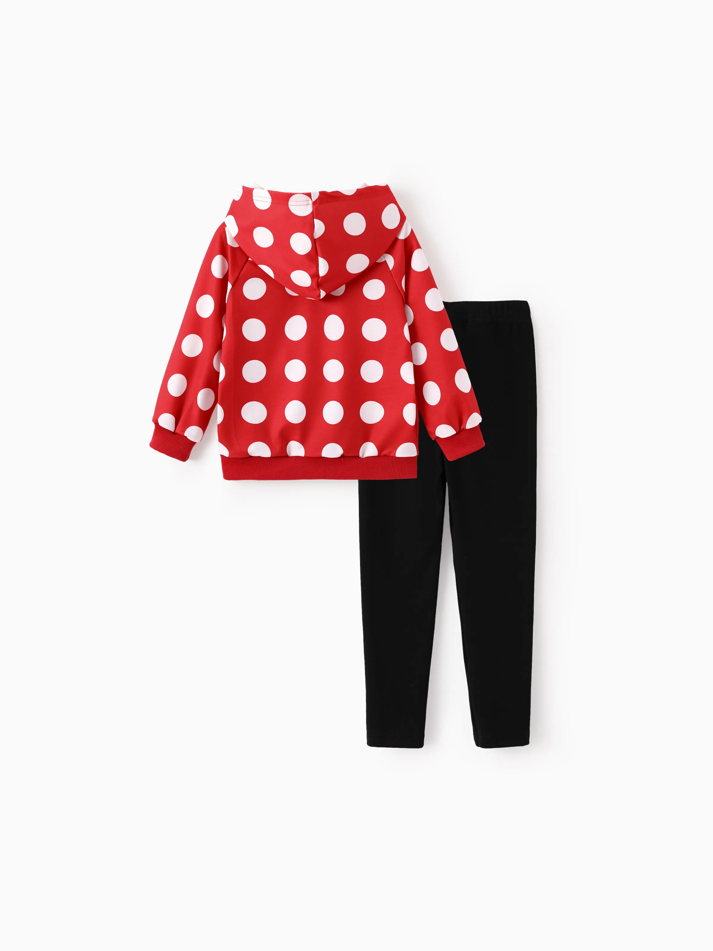 Disney Mickey and Friends Toddler/Kids Girl 2pcs Minnie Polka Dot Hooded Top and Leggings Set Red - Image 2