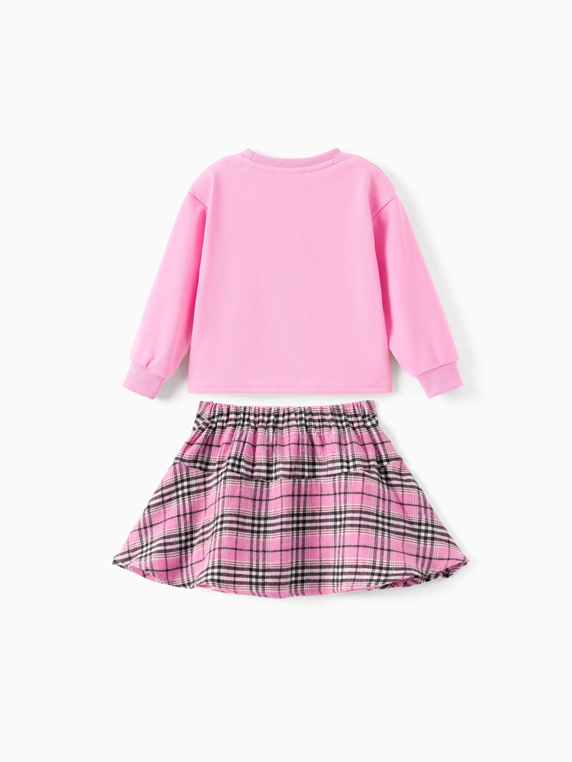 Disney Mickey and Friends Toddler/Kid Girl 2pcs Minnie Mouse Plaid Print with Bows Skirt Set Pink Pink - Image 2