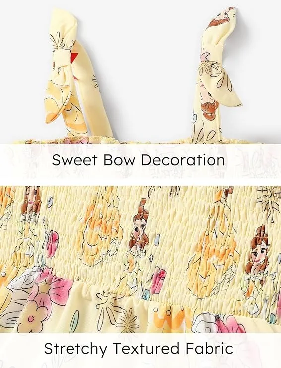 Disney Princess Toddler Girl Belle Print Floral Dress Yellow - Image 6