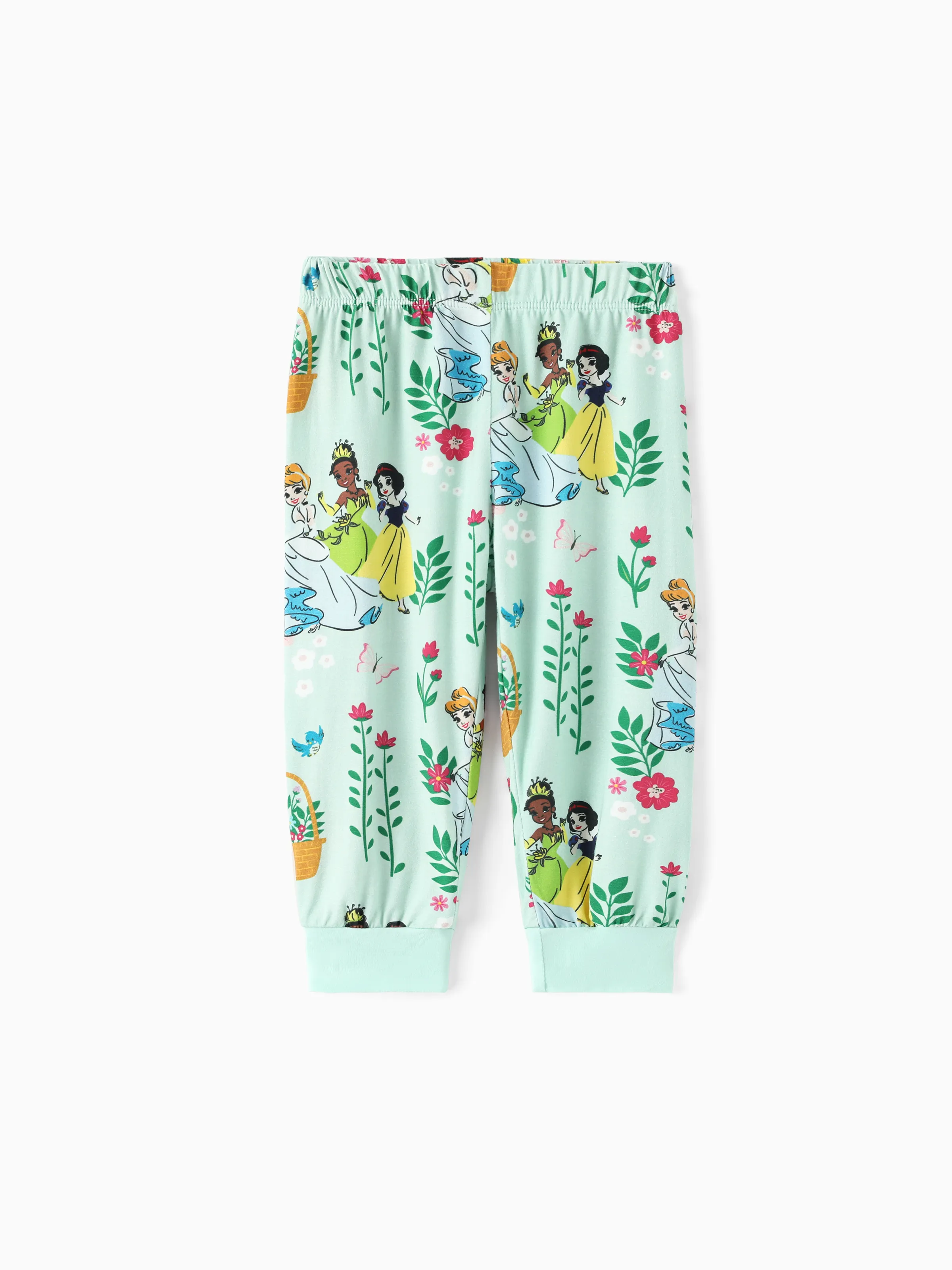 Disney Princess Baby Girl 2pcs Tiana/Cinderella/Snow White Bamboo Ruffle Sleeves Top and Leggings Set Green - Image 12