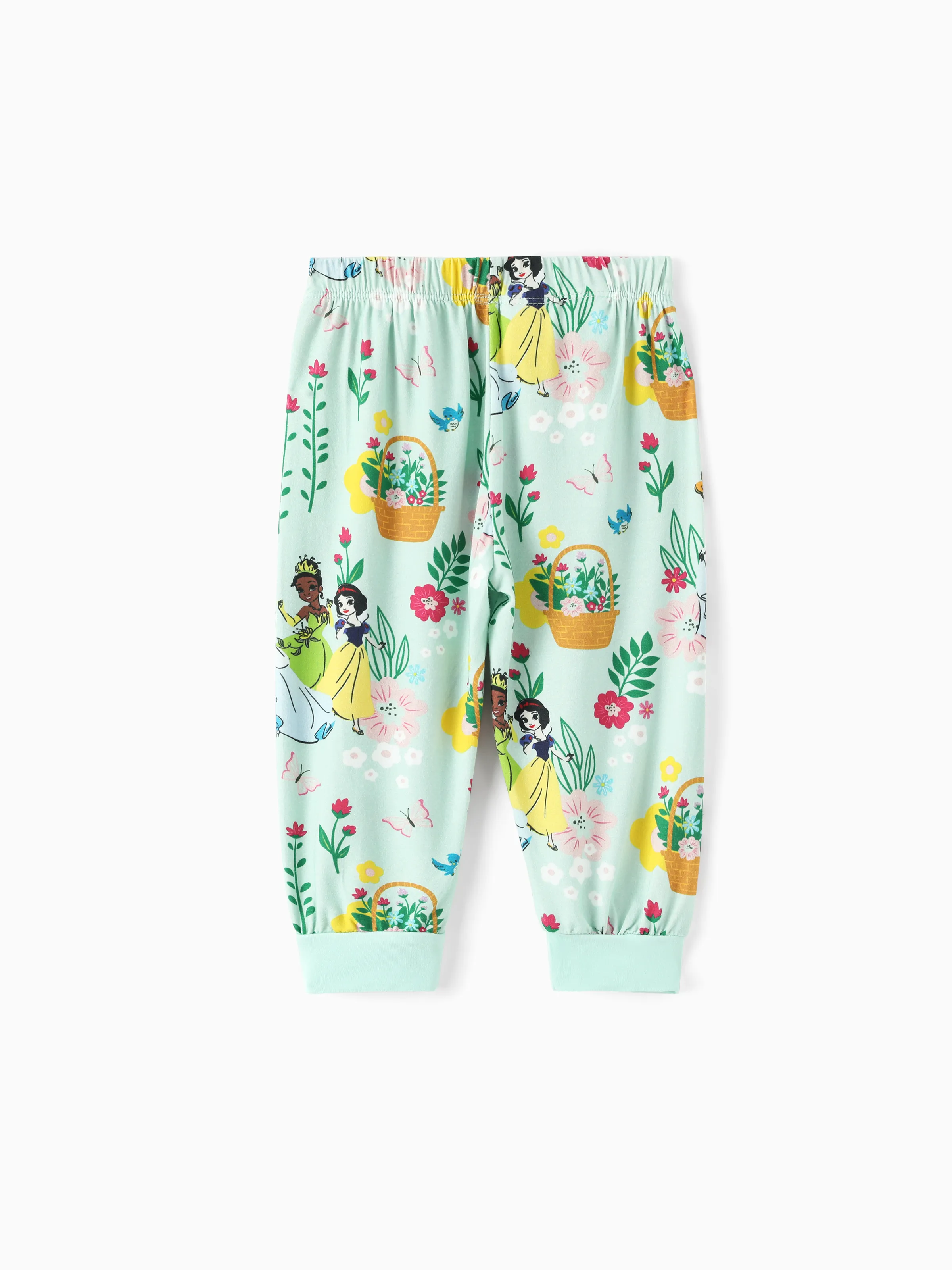 Disney Princess Baby Girl 2pcs Tiana/Cinderella/Snow White Bamboo Ruffle Sleeves Top and Leggings Set Green - Image 13