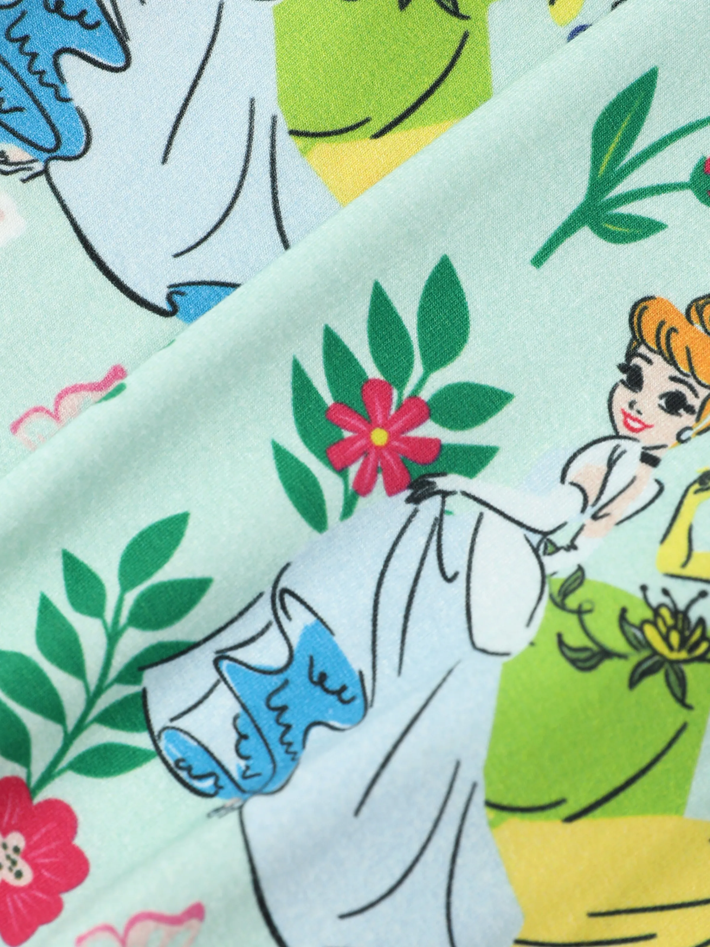 Disney Princess Baby Girl 2pcs Tiana/Cinderella/Snow White Bamboo Ruffle Sleeves Top and Leggings Set Green - Image 3