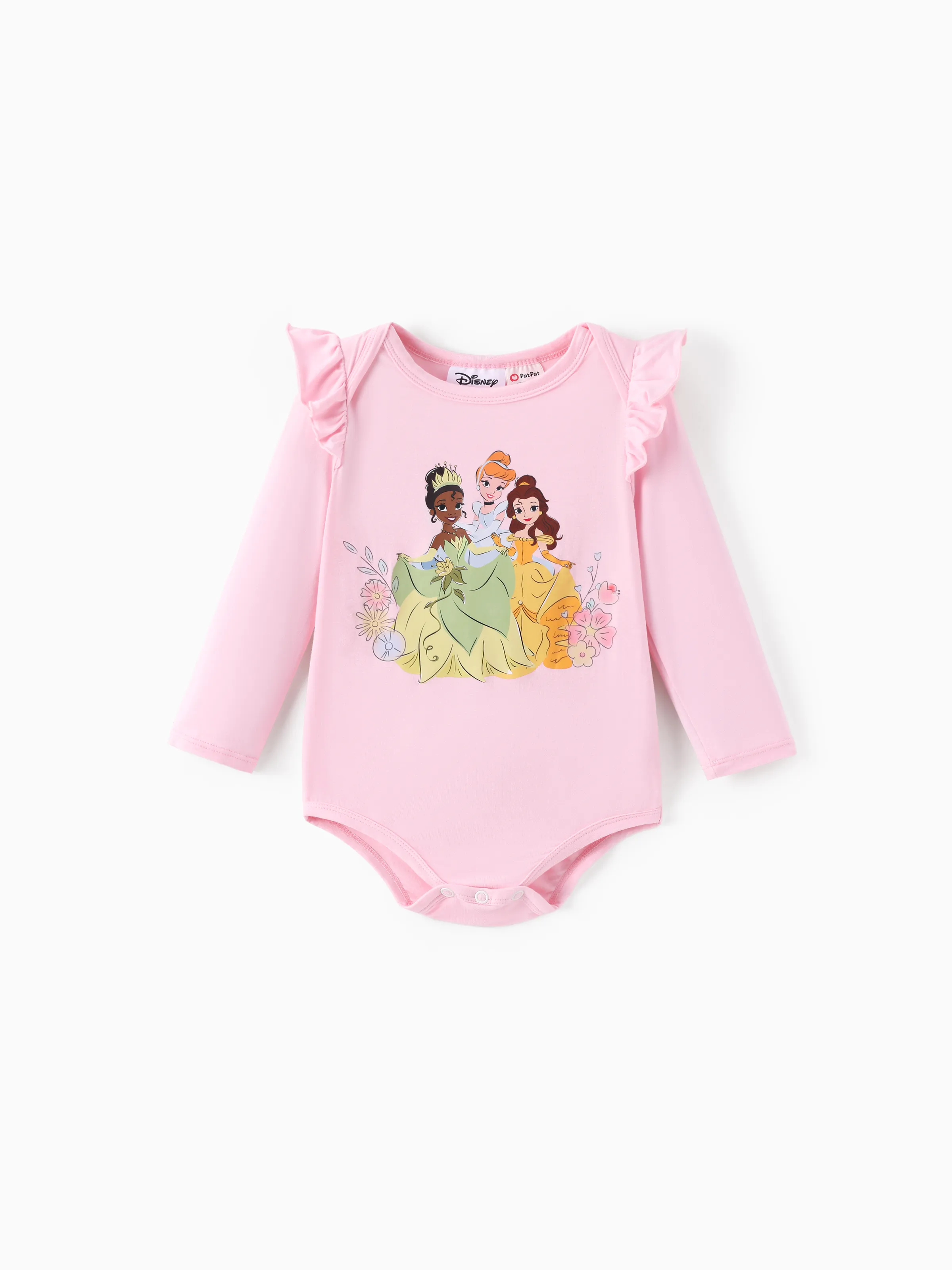 Disney Princess Baby Girl 2pcs Tiana/Cinderella/Belle Bamboo Ruffle Sleeves Top and Leggings Set Pink - Image 7