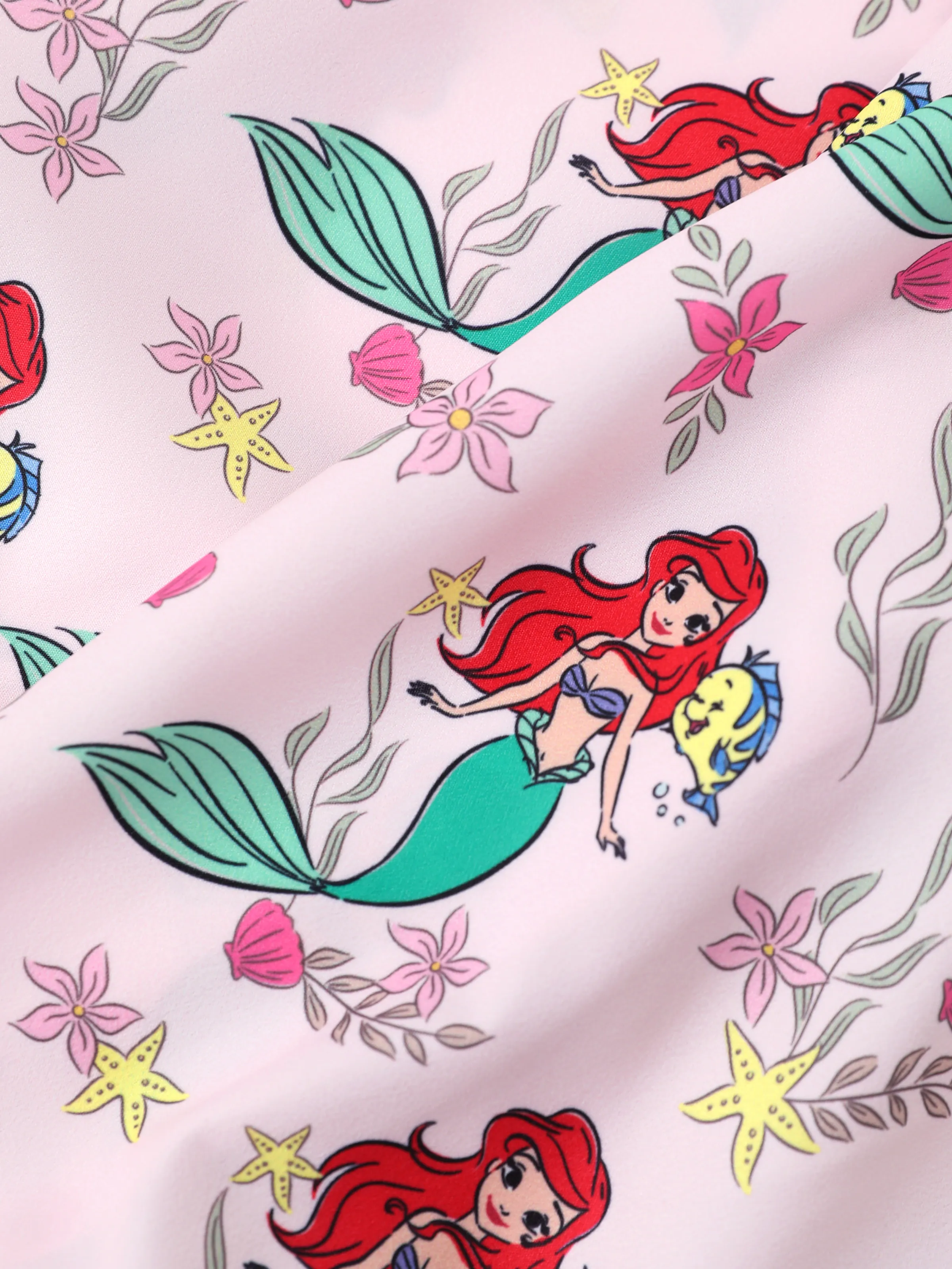 Disney Princess Baby Girl Ariel 3pcs Ruffle Romper and Pants with Headband Set Hot Pink - Image 3