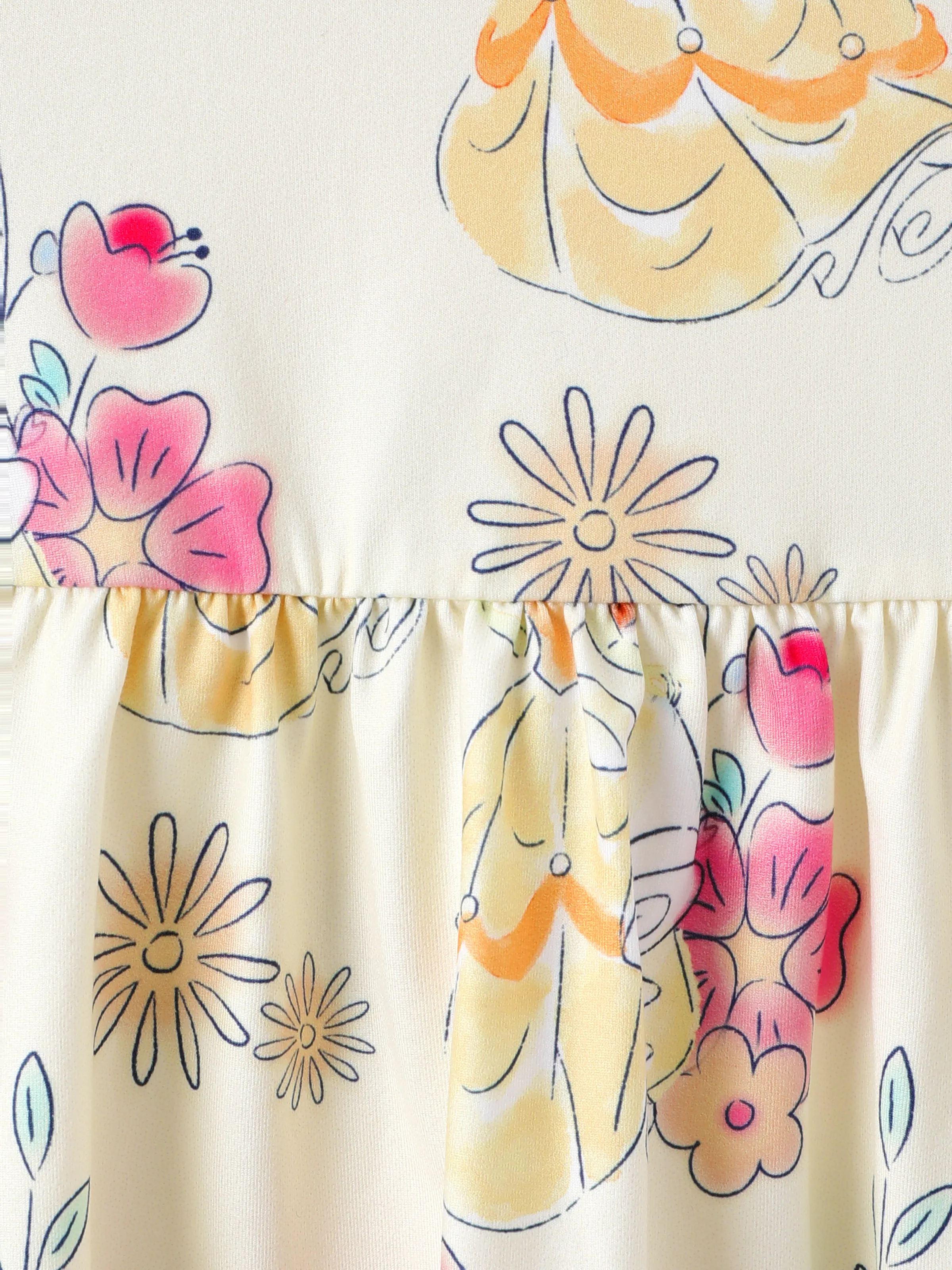 Disney Princess Baby Girl Belle Print Ruffled Dress Yellow - Image 5