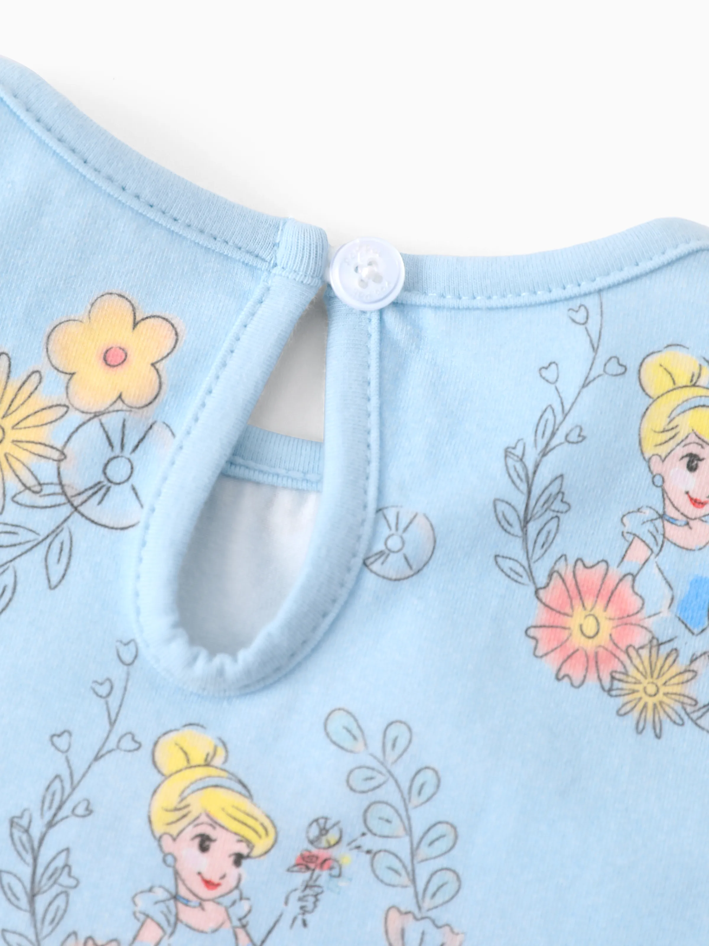 Disney Princess Baby Girl 3pcs Cinderella Ruffle Flutter-sleeve Top and Leggings Set Blue Light Blue - Image 10