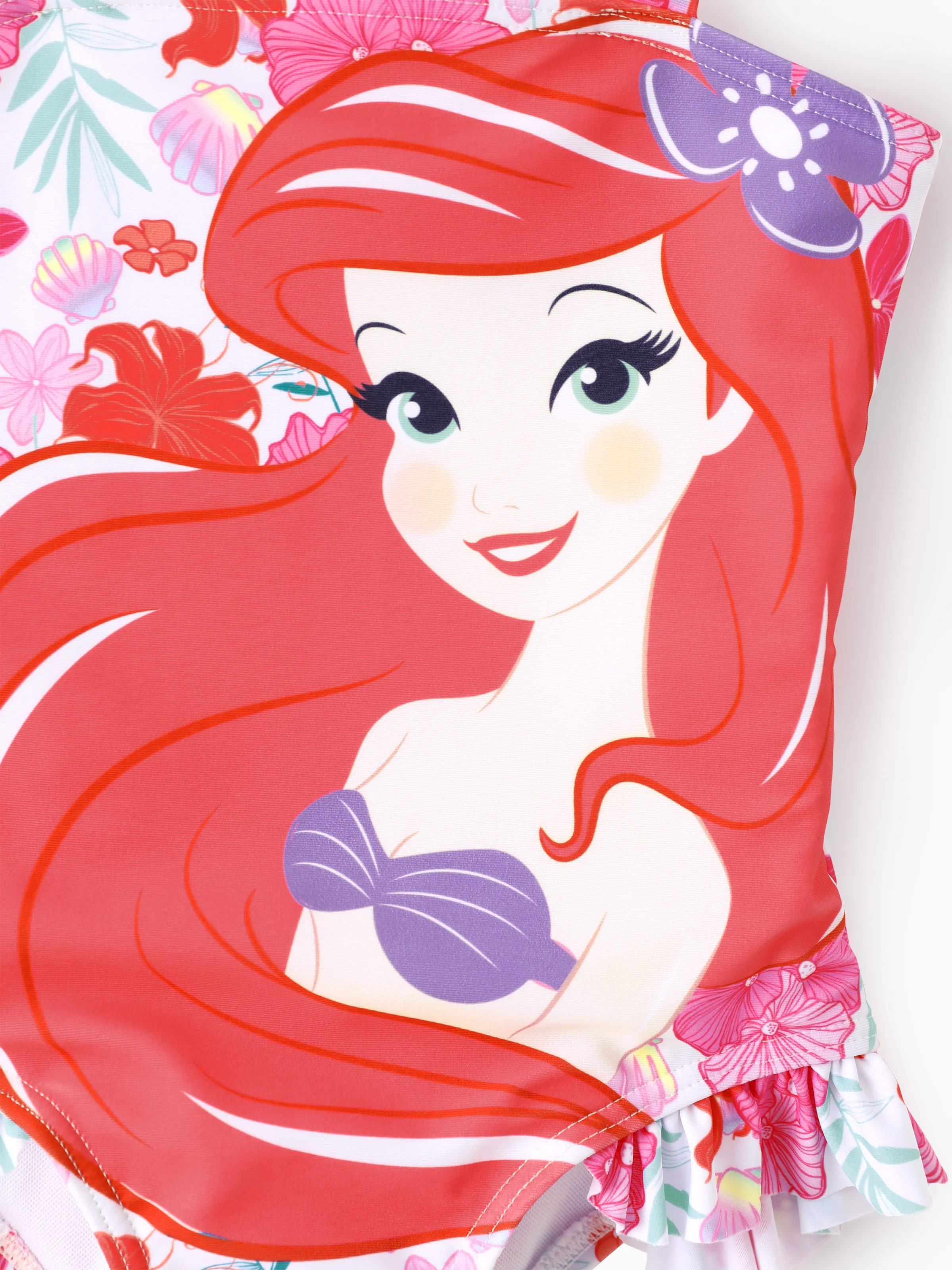 Disney Princess Baby/Toddler Girl Ariel UPF50+ Bow-tie Straps Ruffled Swimsuit Multi Color - Image 2
