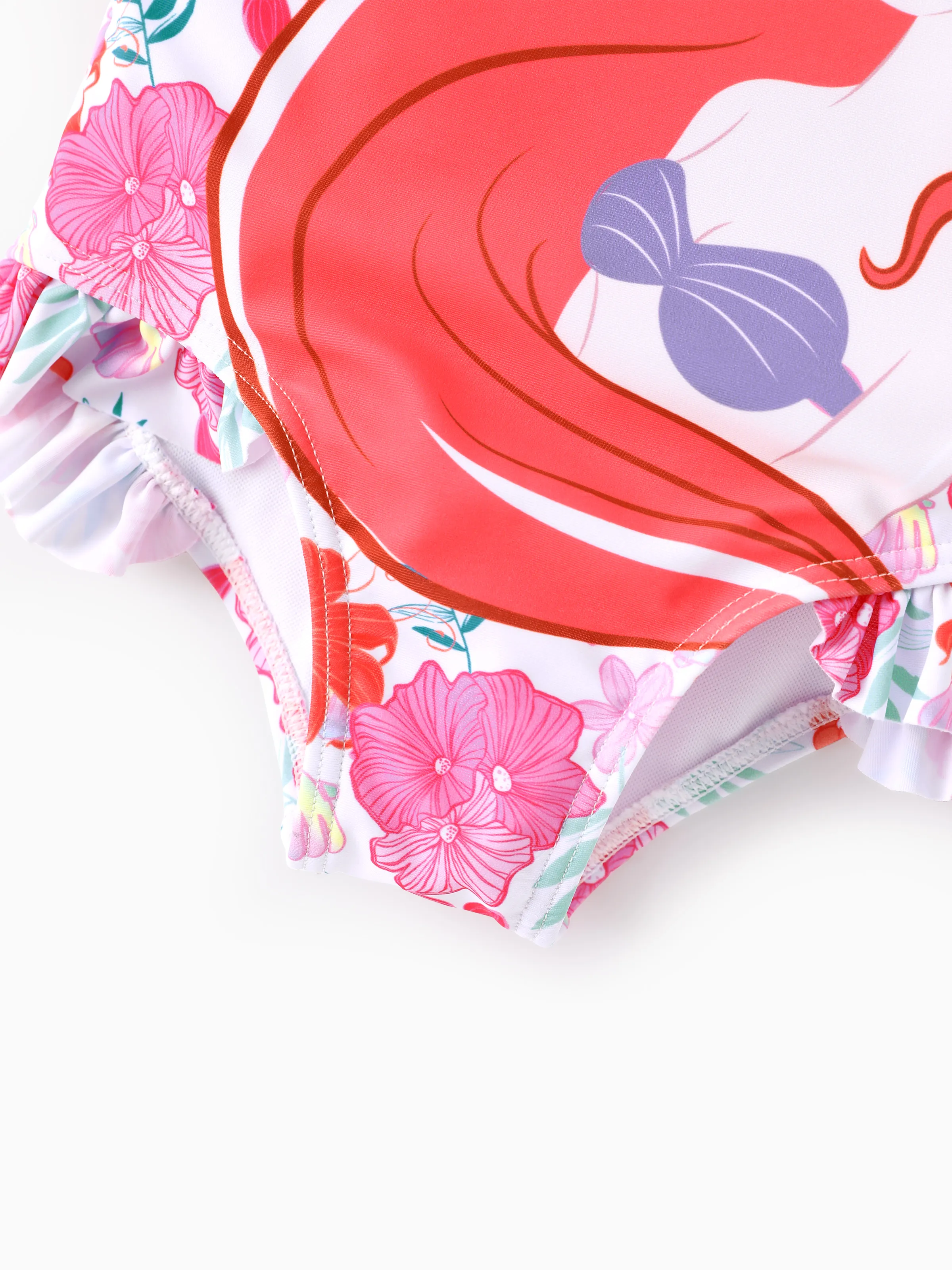 Disney Princess Baby/Toddler Girl Ariel UPF50+ Bow-tie Straps Ruffled Swimsuit Multi Color - Image 5