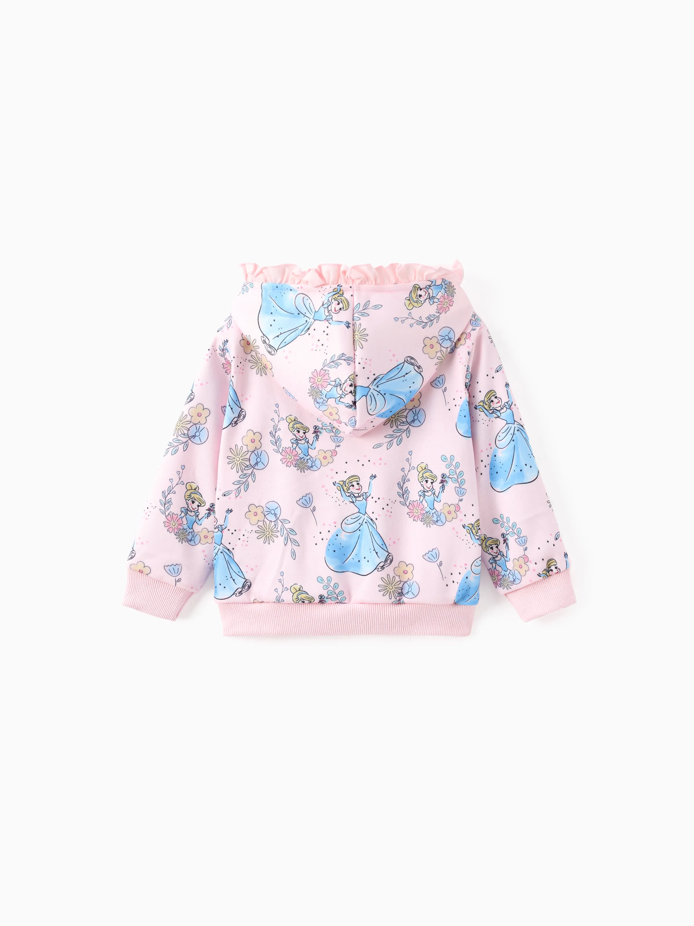 Disney Princess Baby/Toddler Girl Cinderella Floral Pattern Ruffled Hooded Jacket 
 Pink - Image 2