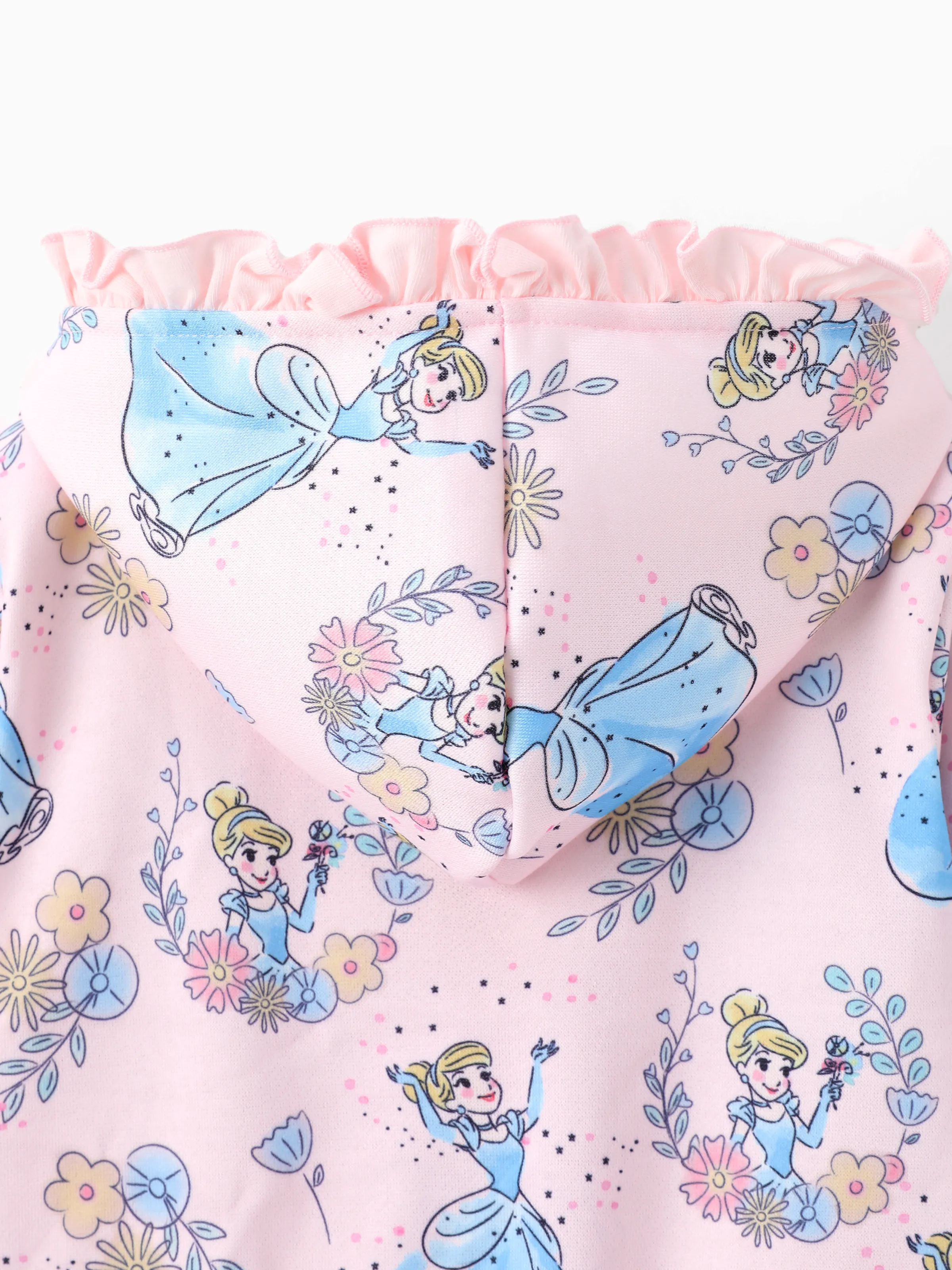 Disney Princess Baby/Toddler Girl Cinderella Floral Pattern Ruffled Hooded Jacket 
 Pink - Image 3