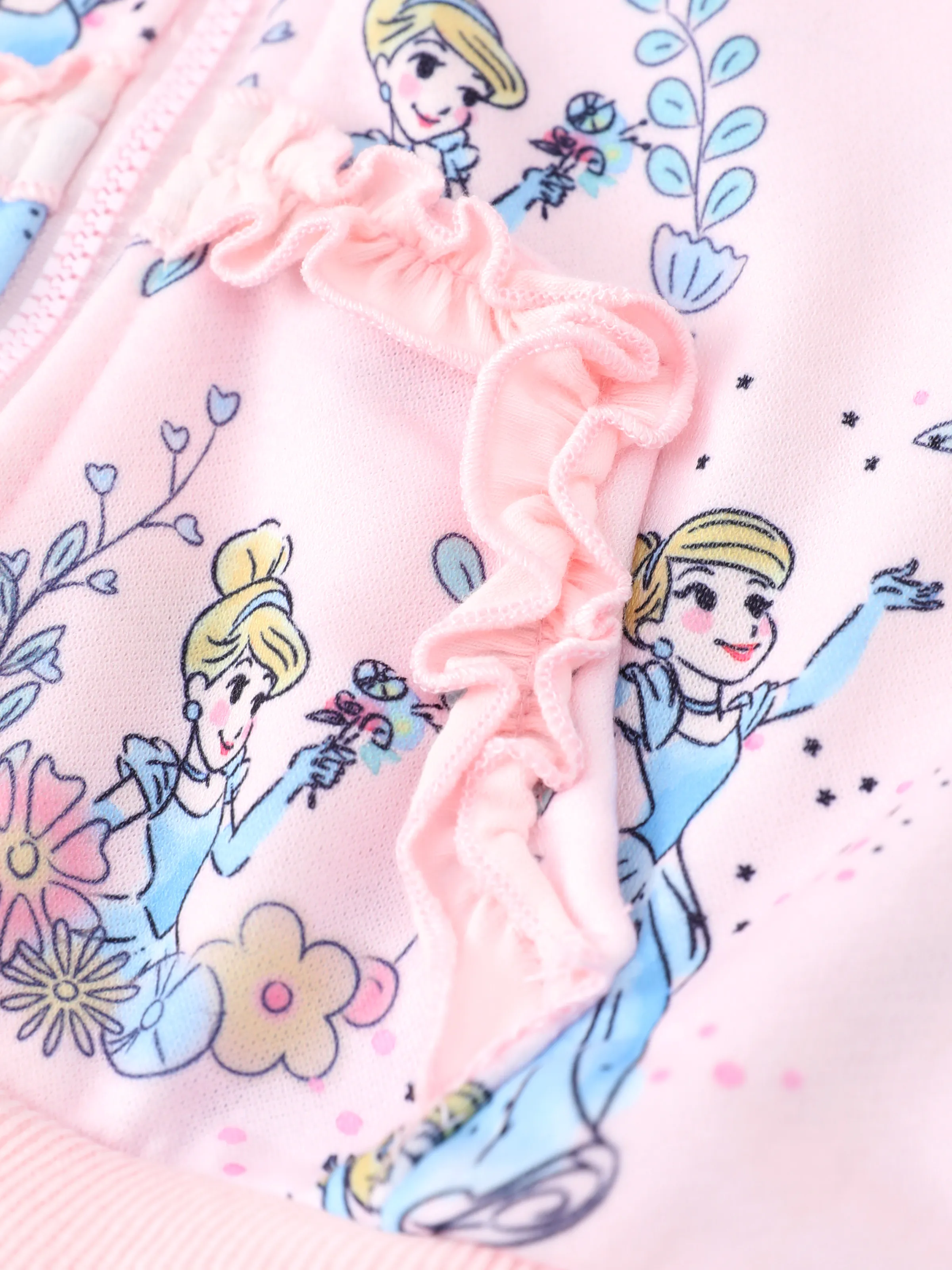 Disney Princess Baby/Toddler Girl Cinderella Floral Pattern Ruffled Hooded Jacket 
 Pink - Image 5