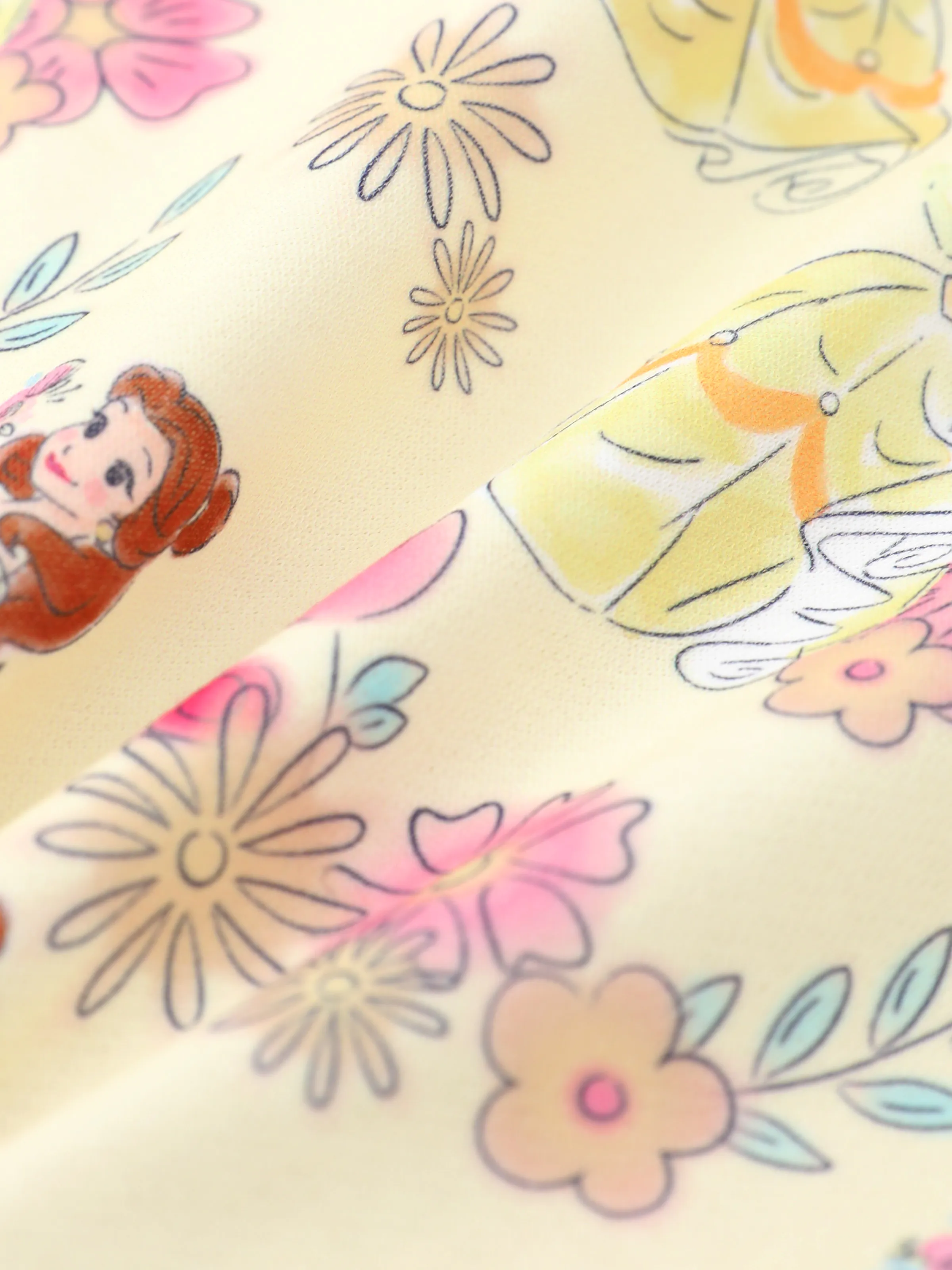Disney Princess Baby/Toddler Girl Belle Floral Pattern Ruffled Hooded Jacket 
 Yellow - Image 6