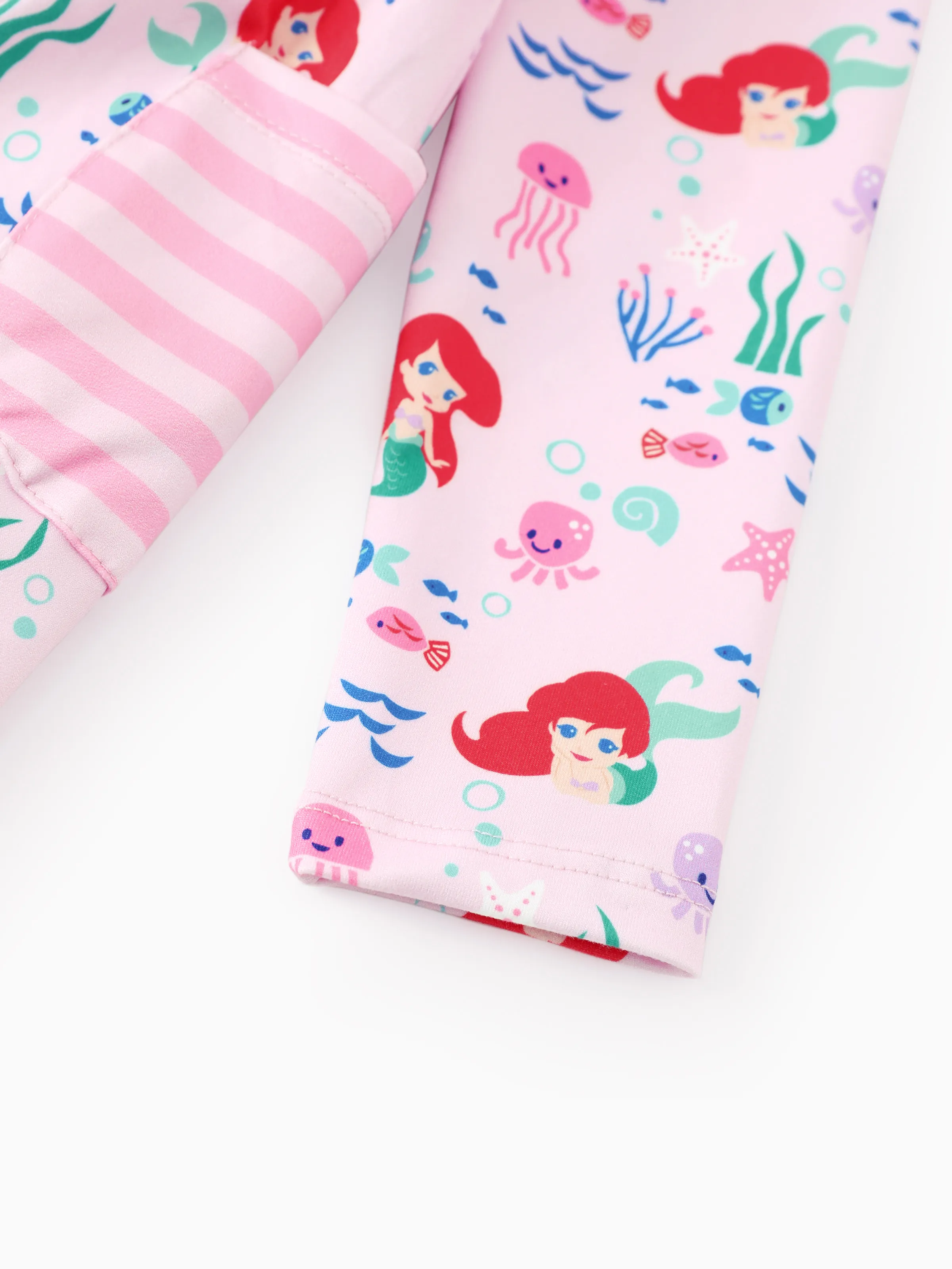 Disney Princess Baby/Toddler Girl Ariel 2pcs Striped Ruffle Tunic Top and Leggings Set Pink - Image 11
