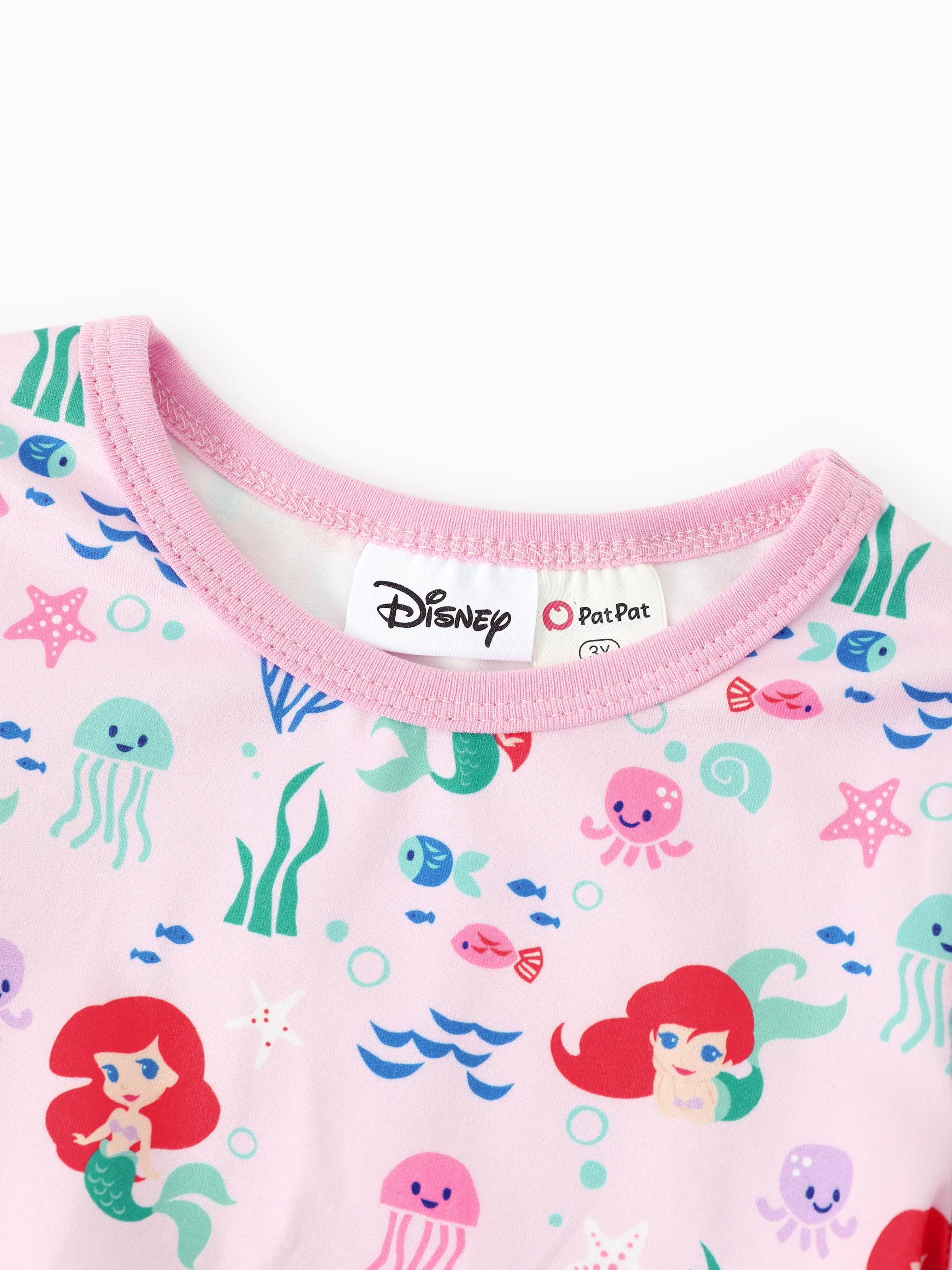 Disney Princess Baby/Toddler Girl Ariel 2pcs Striped Ruffle Tunic Top and Leggings Set Pink - Image 8