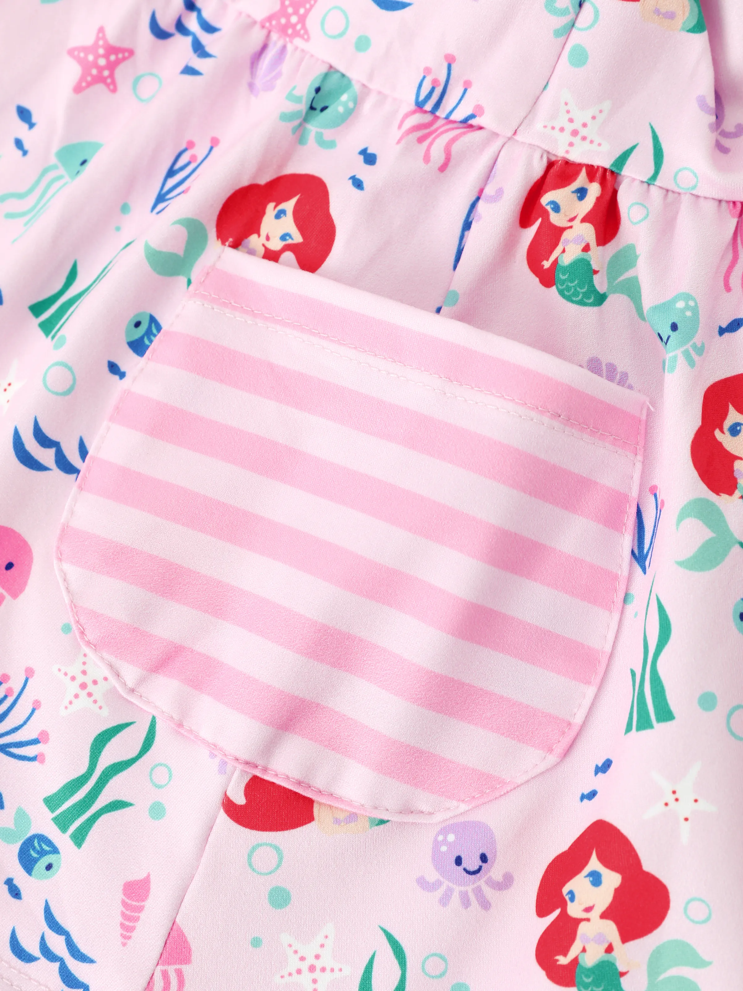 Disney Princess Baby/Toddler Girl Ariel 2pcs Striped Ruffle Tunic Top and Leggings Set Pink - Image 9