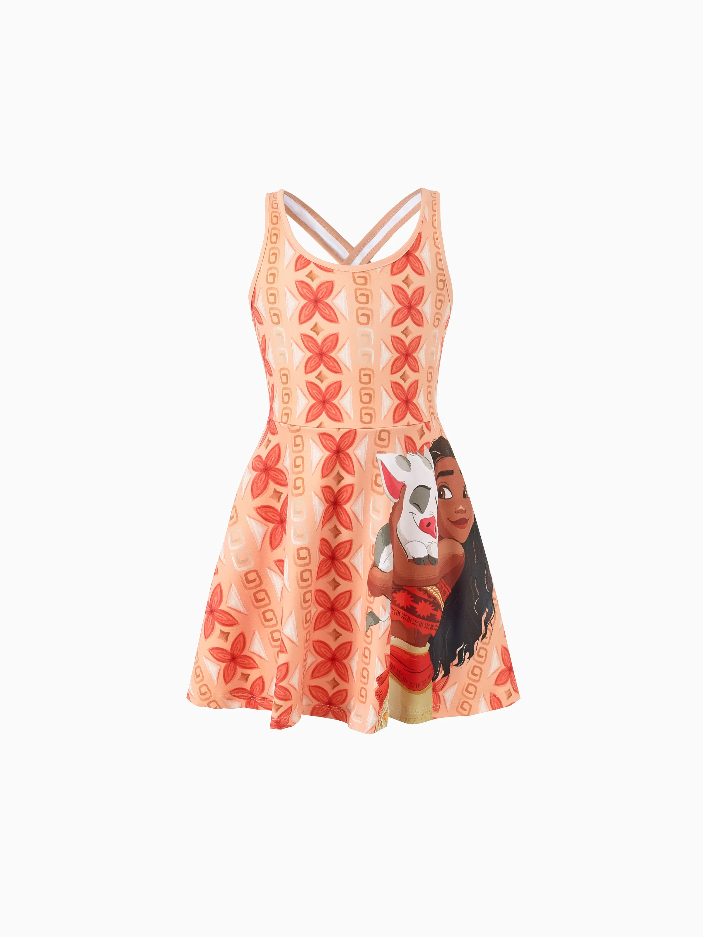 Disney Princess Daddy & Daughter Moana Sporty Dress with Built-in Shorts & Pockets/ Cotton Top Orange - Image 13