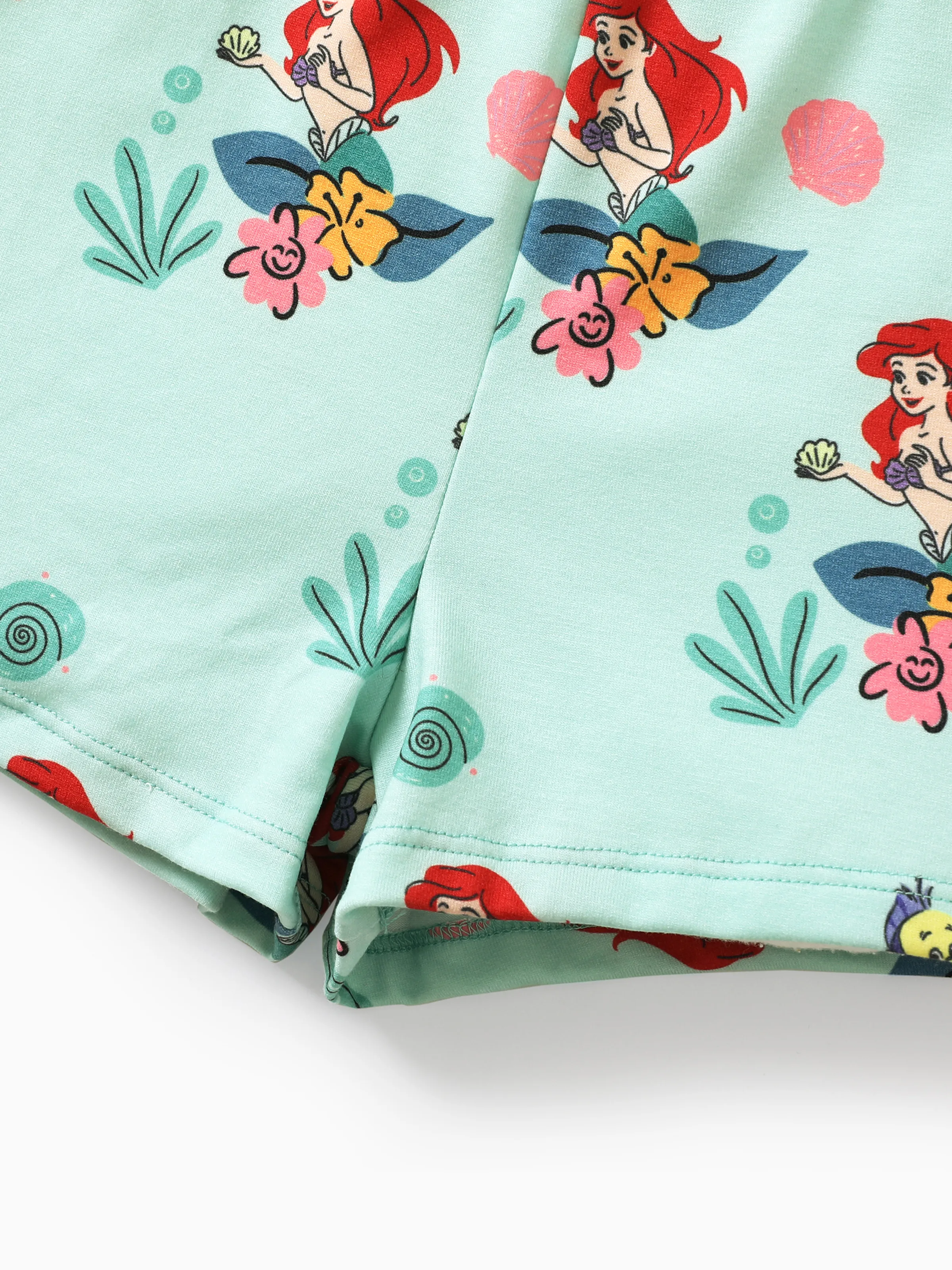 Disney Princess Ariel Toddler Girl Naia™ Character Floral Print Spaghetti Strap Romper Green - Image 4