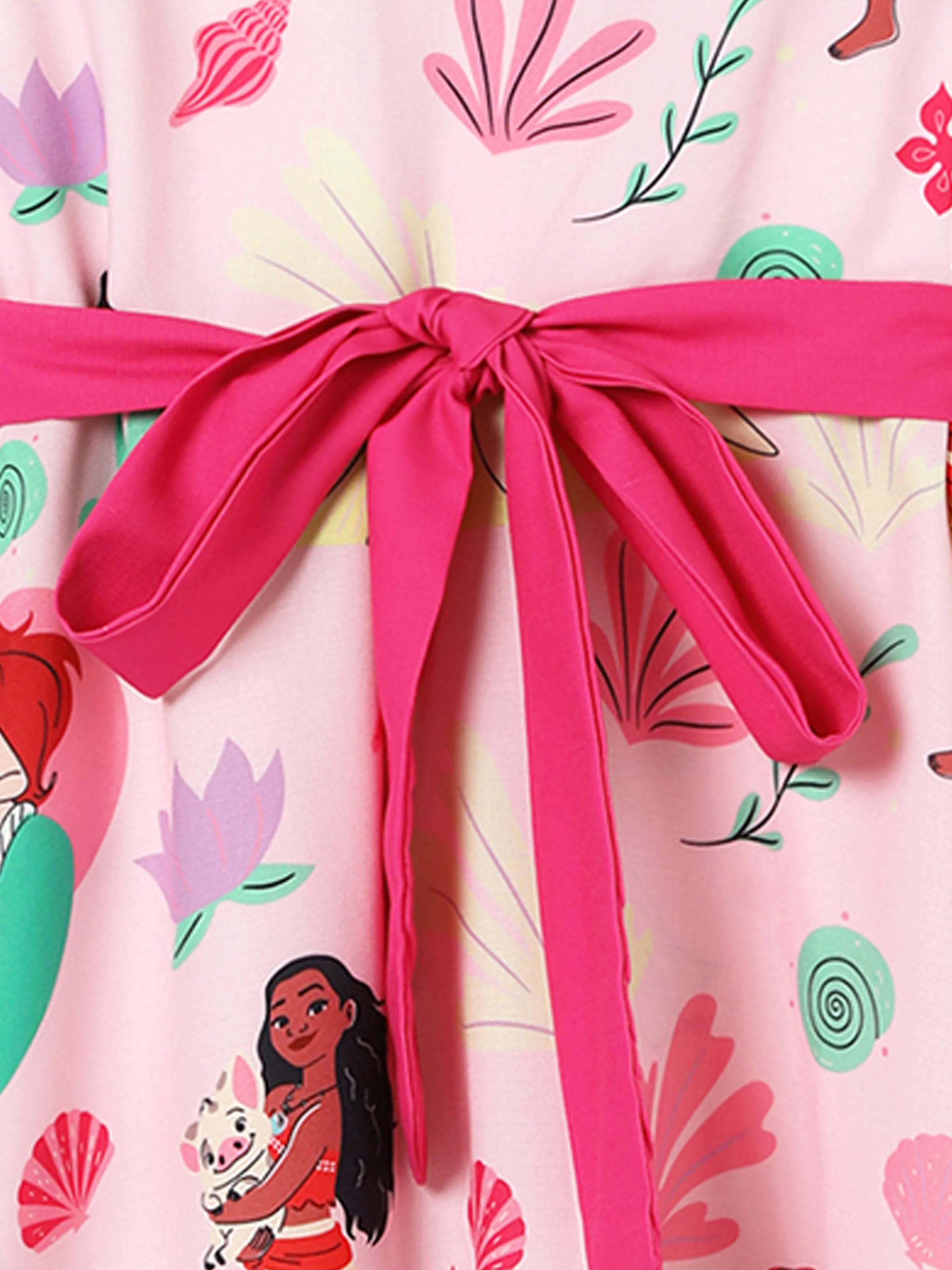 Disney Princess Mommy and Me Moana/Tiana Character and Floral Allover Print Dress Pink - Image 4