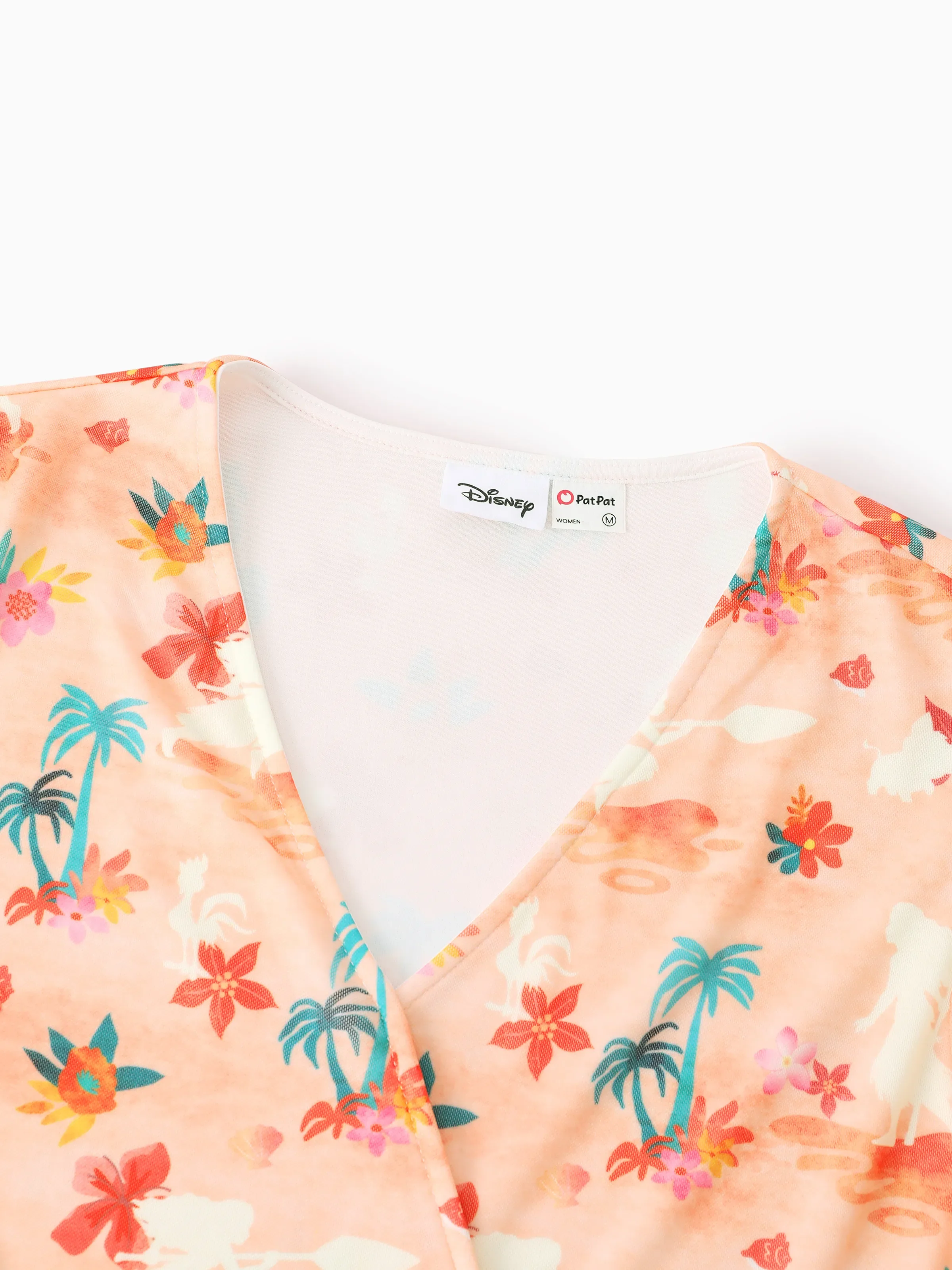 Disney Princess Mommy and Me Moana Tropical Floral V-neck Dress Orange - Image 4