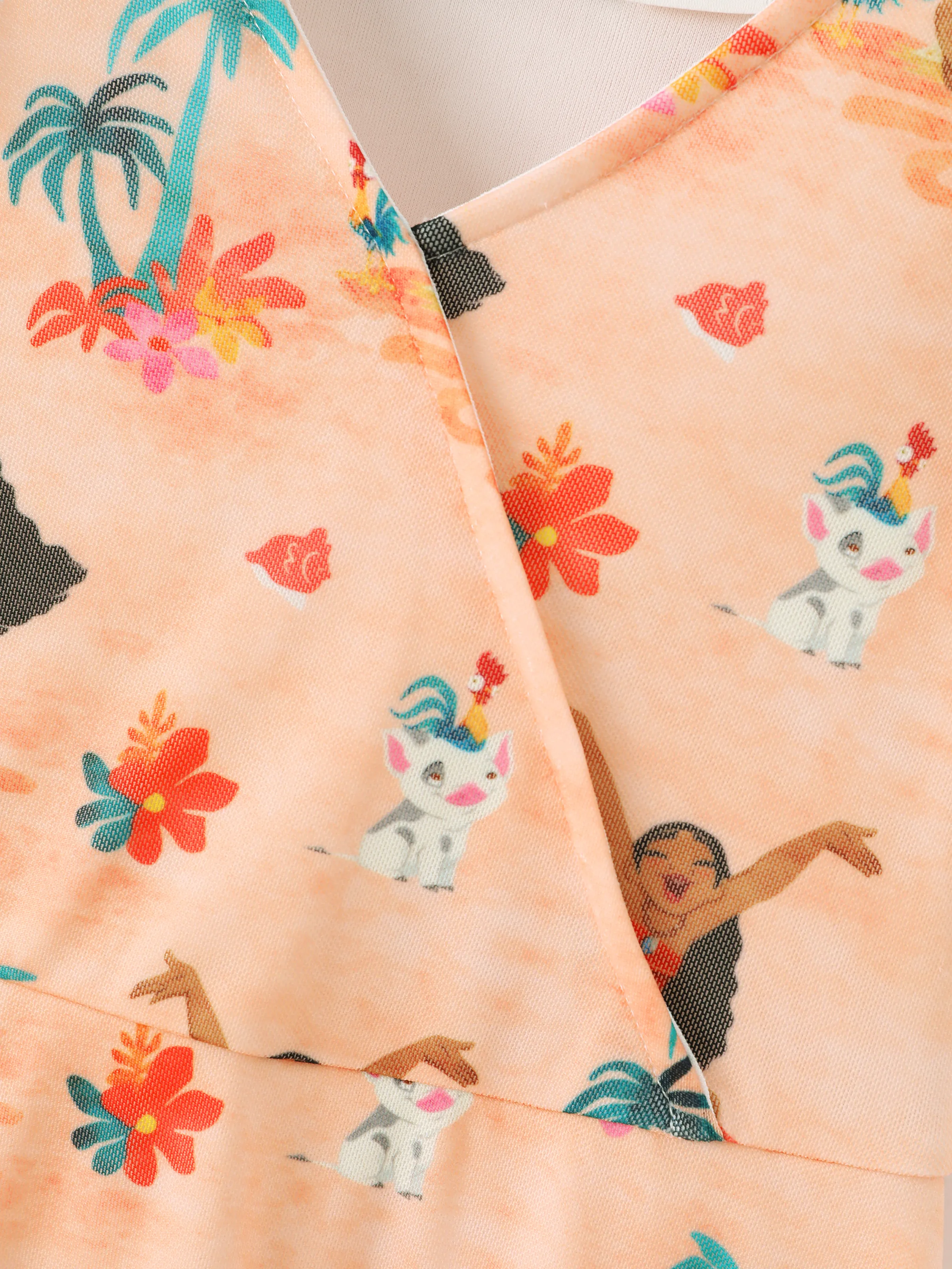 Disney Princess Mommy and Me Moana Tropical Floral V-neck Dress Orange - Image 6