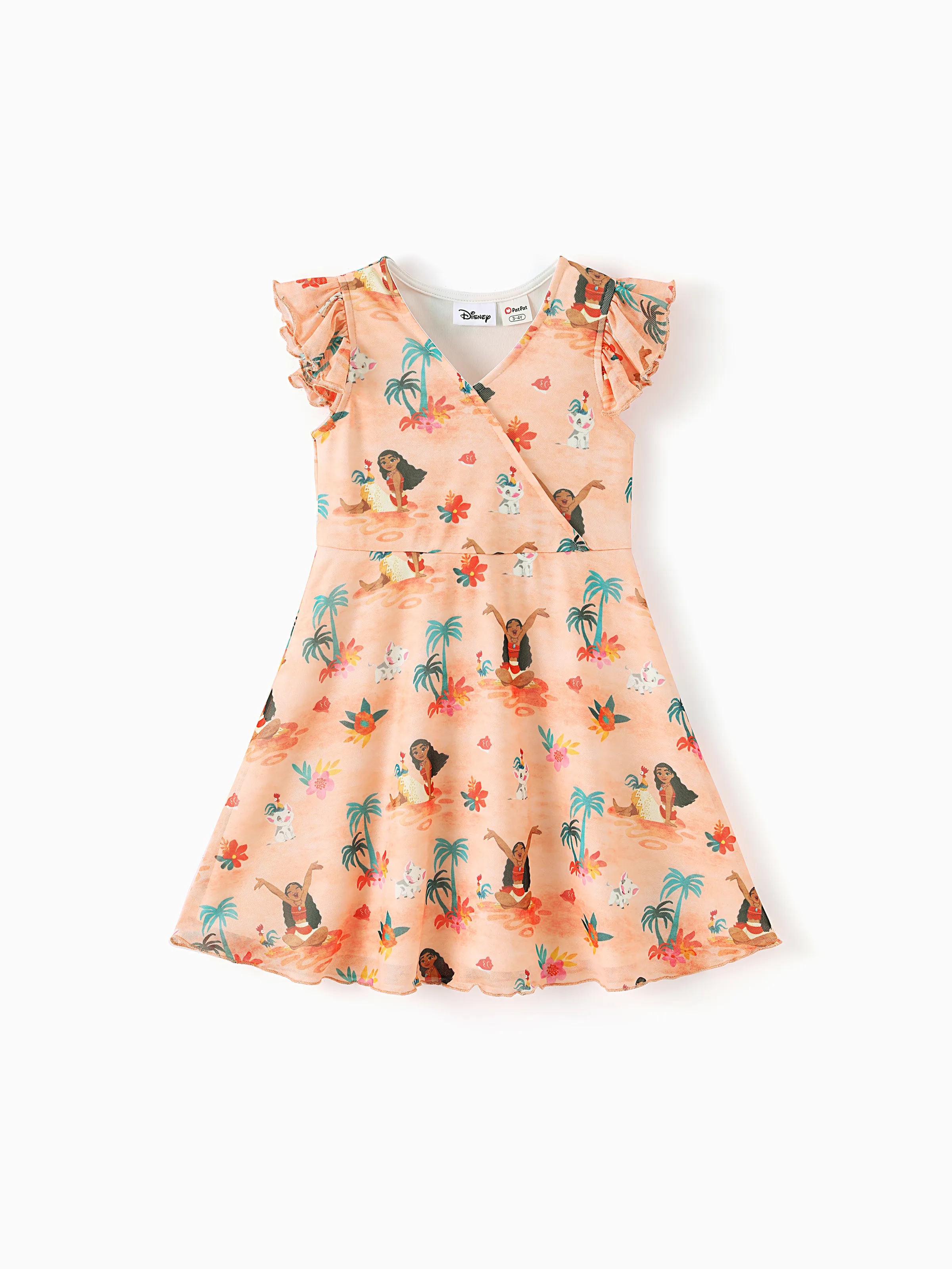 Disney Princess Mommy and Me Moana Tropical Floral V-neck Dress Orange - Image 7