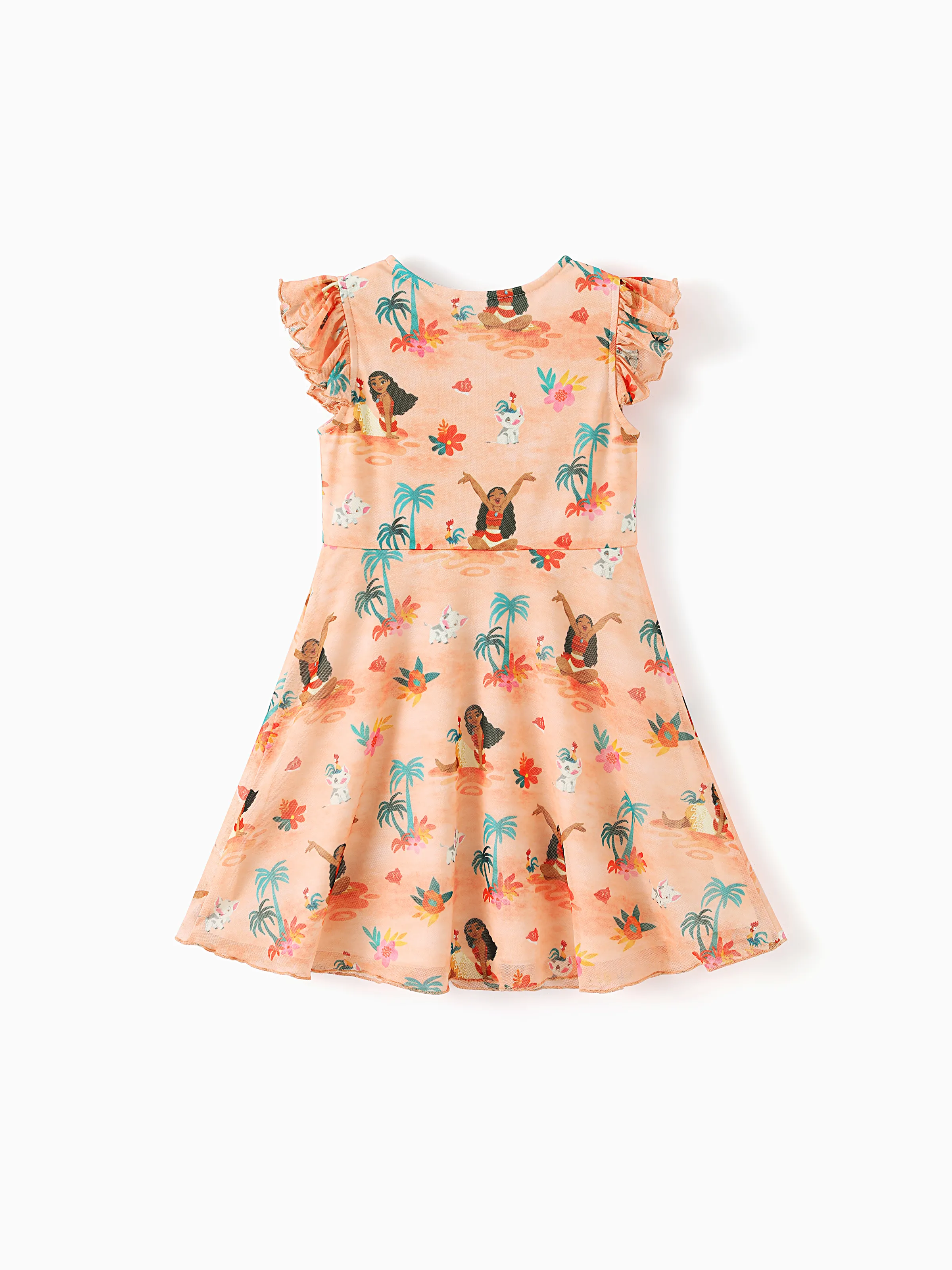 Disney Princess Mommy and Me Moana Tropical Floral V-neck Dress Orange - Image 8