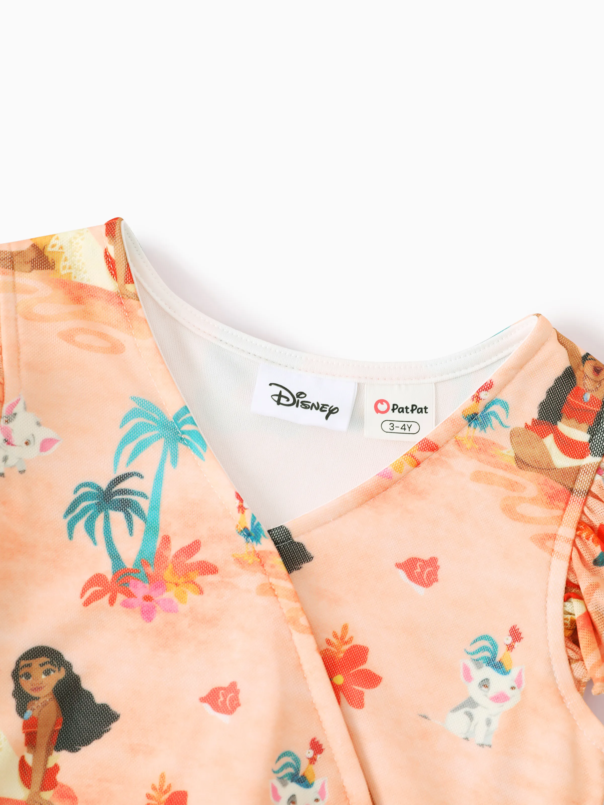 Disney Princess Mommy and Me Moana Tropical Floral V-neck Dress Orange - Image 9