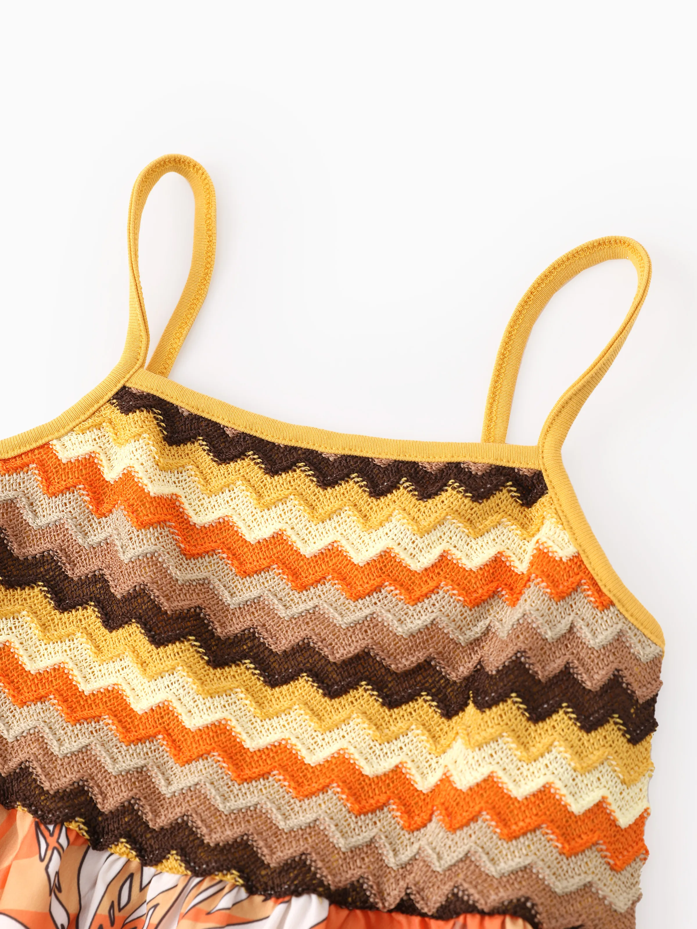 Disney Princess Mommy & me Moana Palm Leaf Tropical Crochet Sleeveless Dress Yellow - Image 5