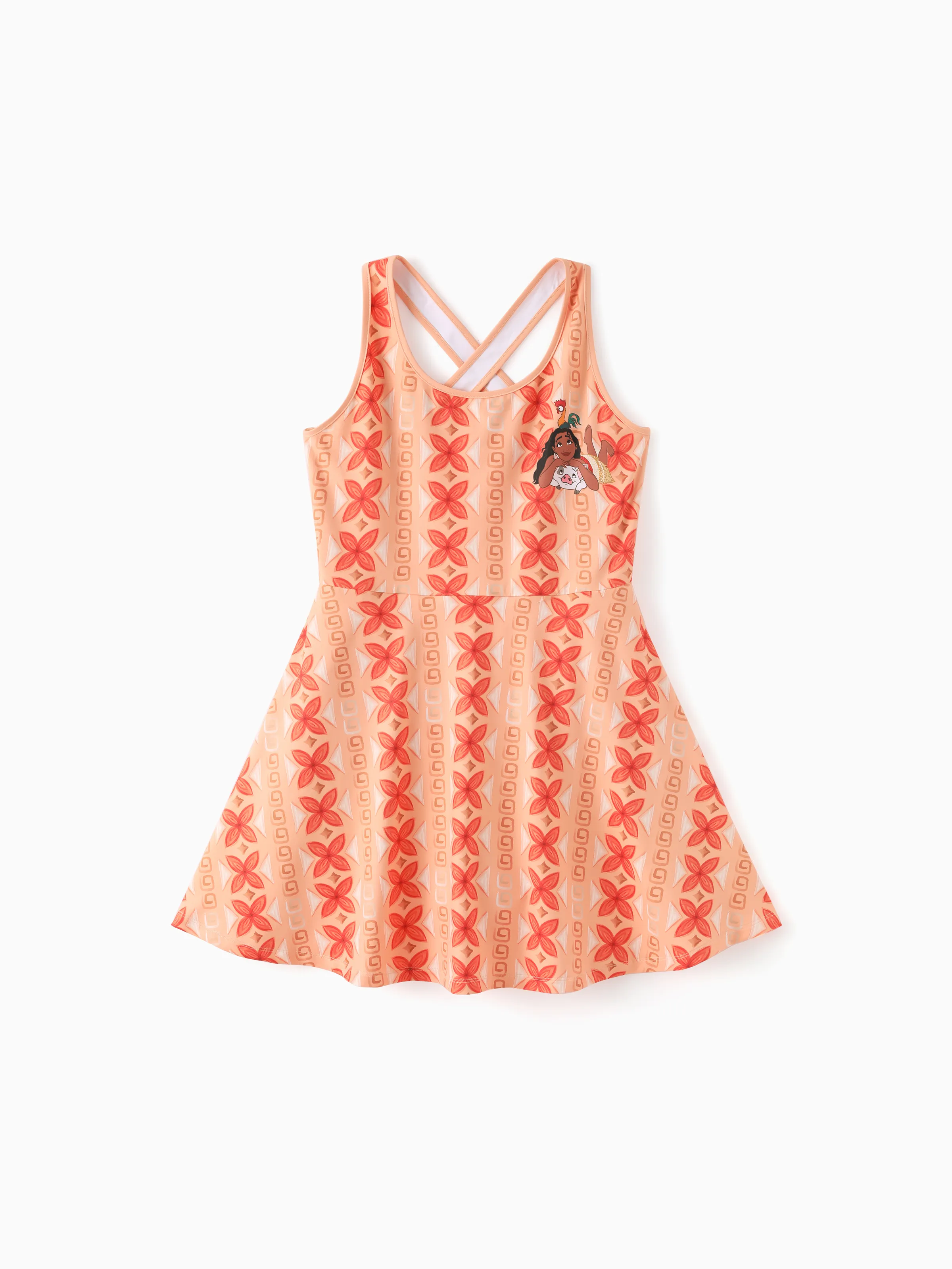 Disney Princess Mommy & me Moana Sporty Dress with Built-in Shorts & Pockets/ Cotton Top Orange - Image 15