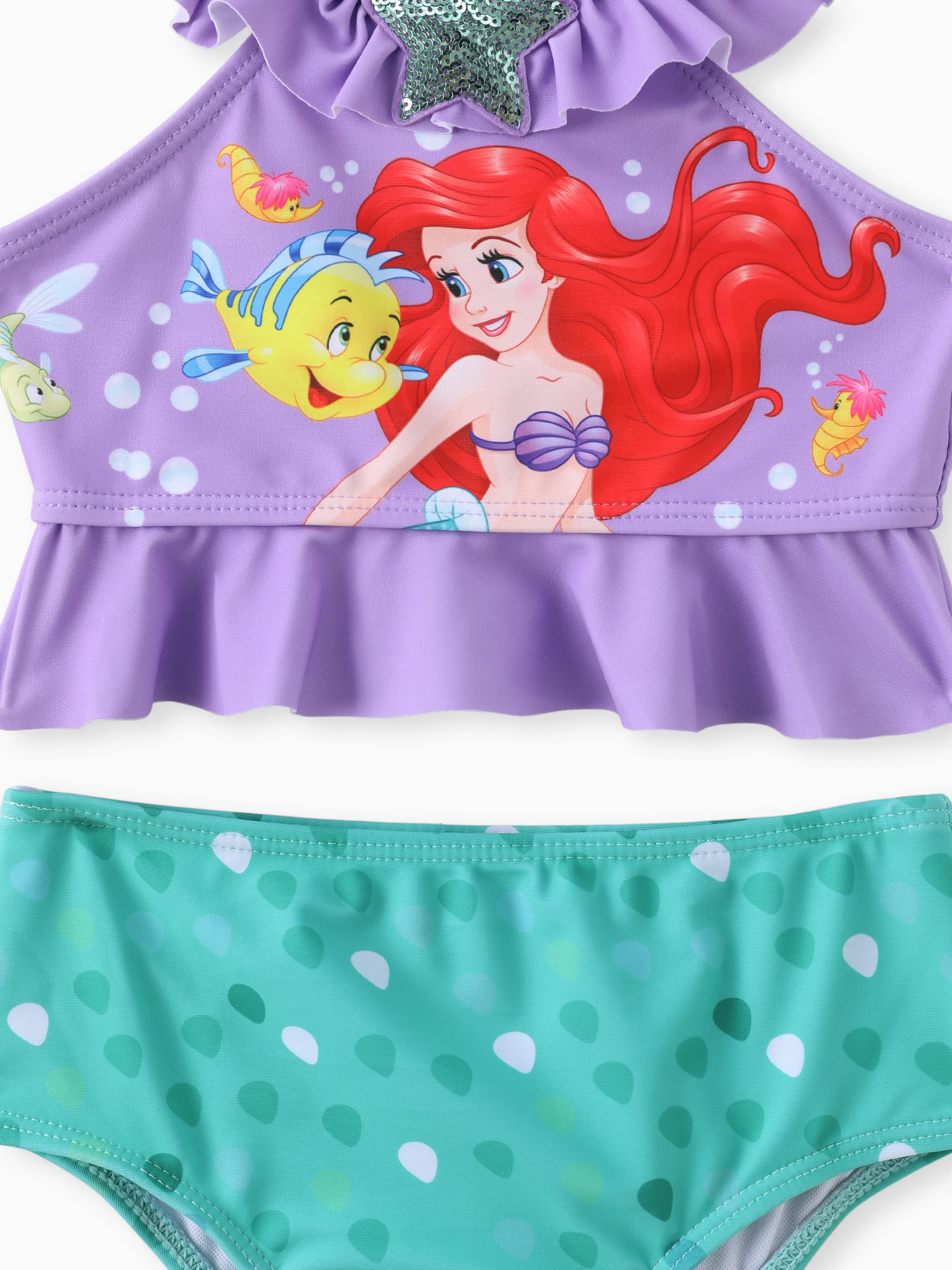 Disney princess Toddler Girl Ariel Shinning Star Pattern Swimsuits Blue - Image 5