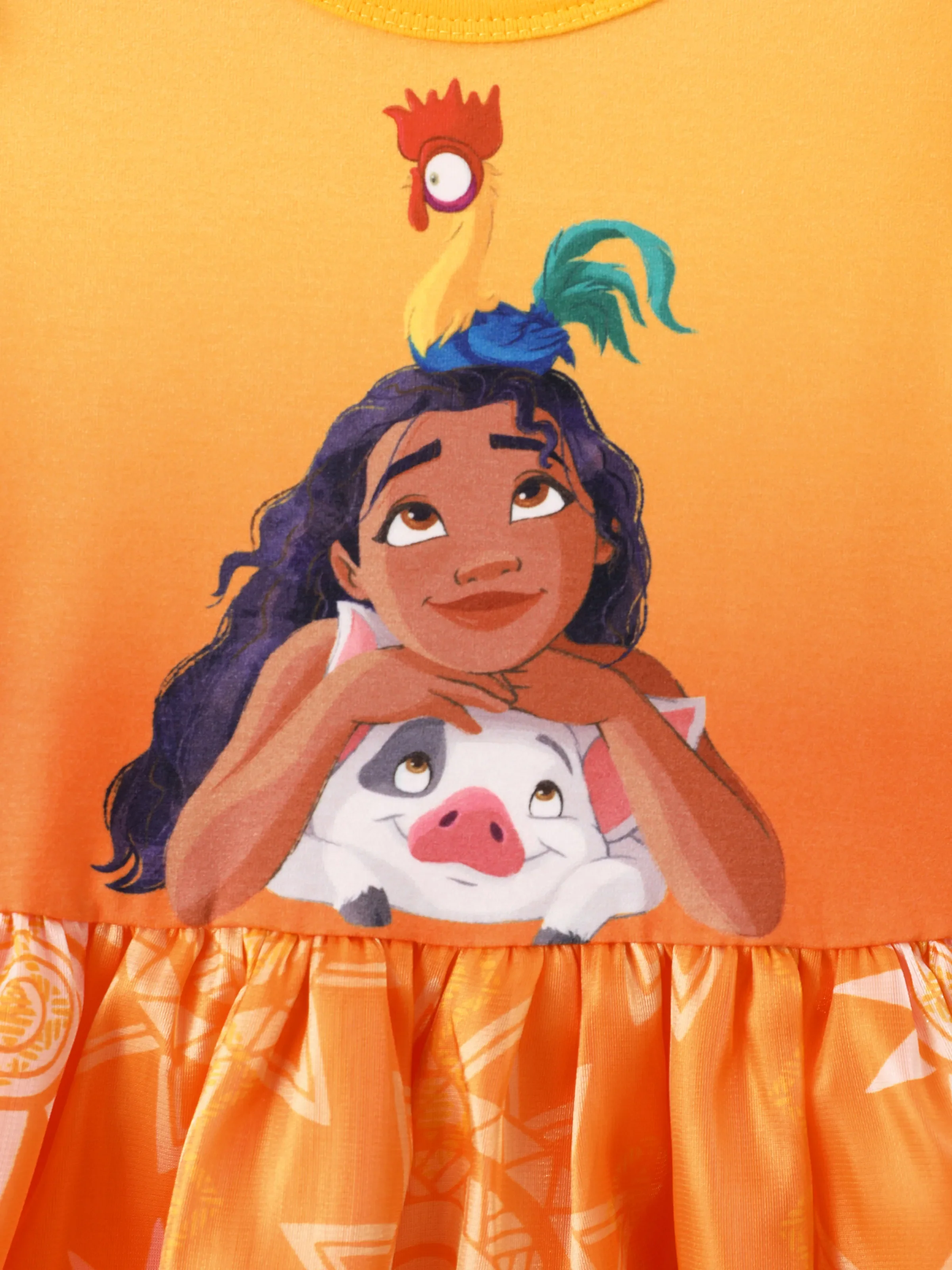 Disney Princess Toddler Girl Moana Sun Print Ruffle-sleeve Tulle Dress Orange - Image 2
