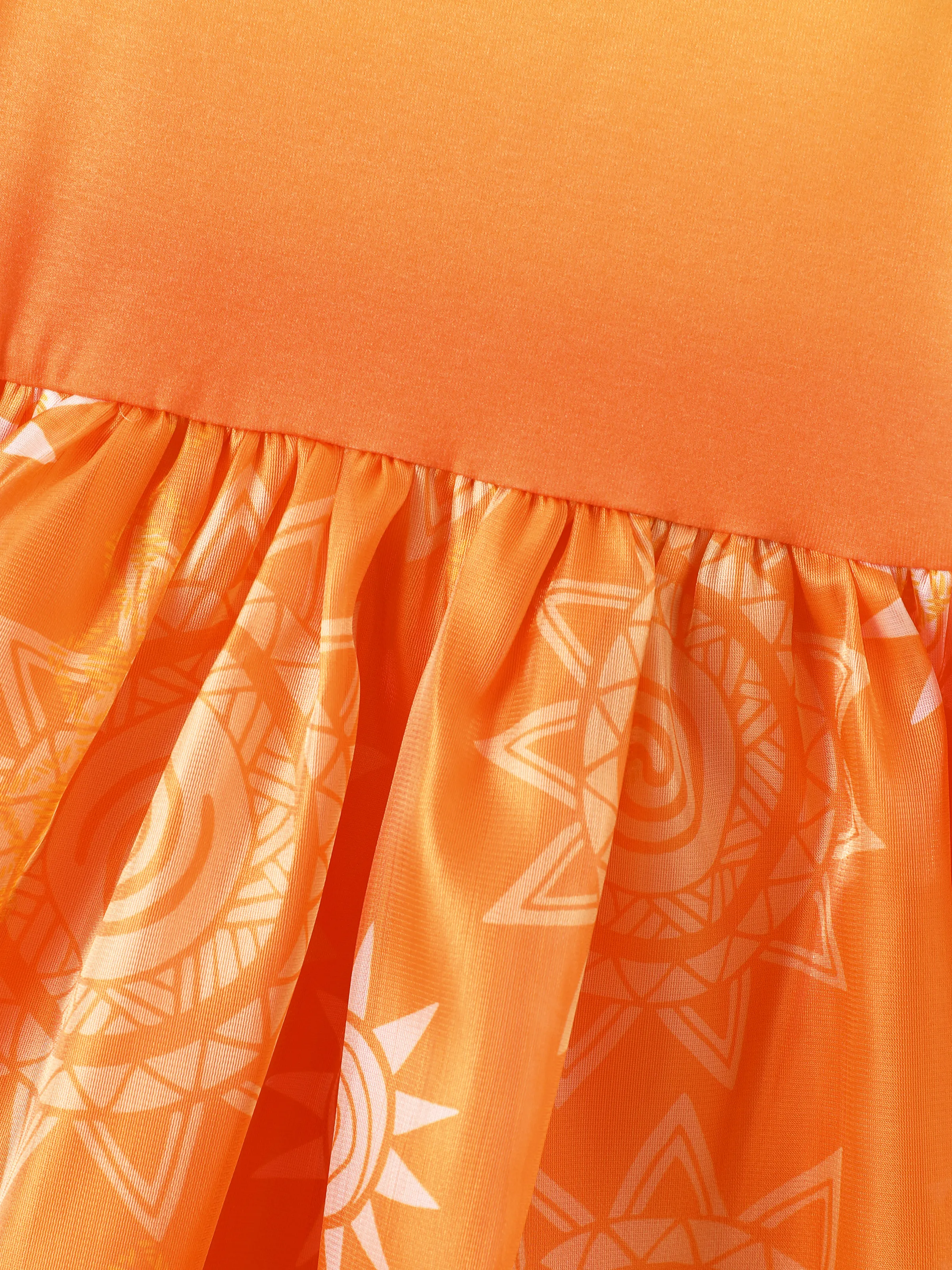 Disney Princess Toddler Girl Moana Sun Print Ruffle-sleeve Tulle Dress Orange - Image 6