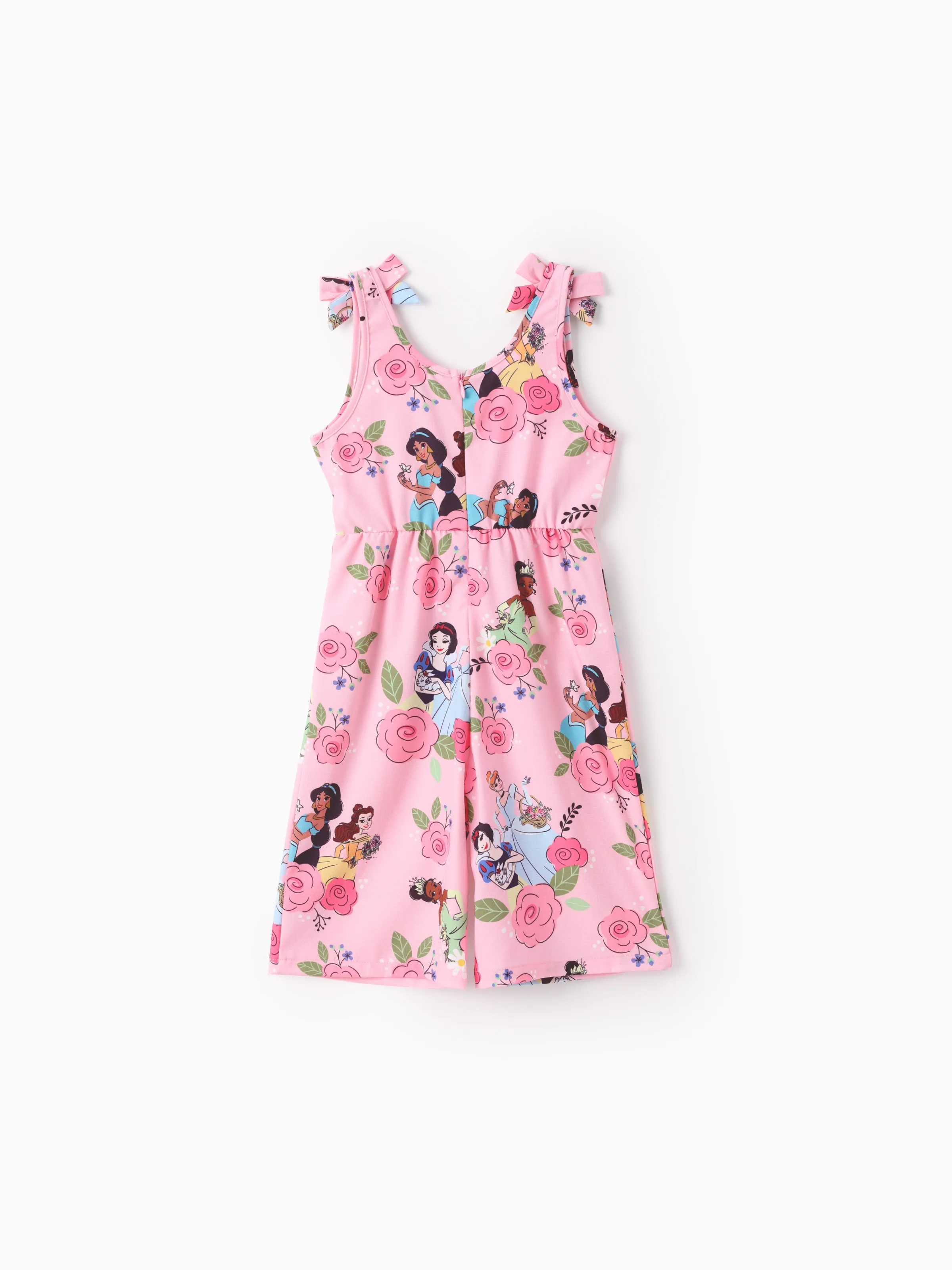 Disney Princess Toddler Girl Allover Print Bowknot Jumpsuit Pink - Image 3