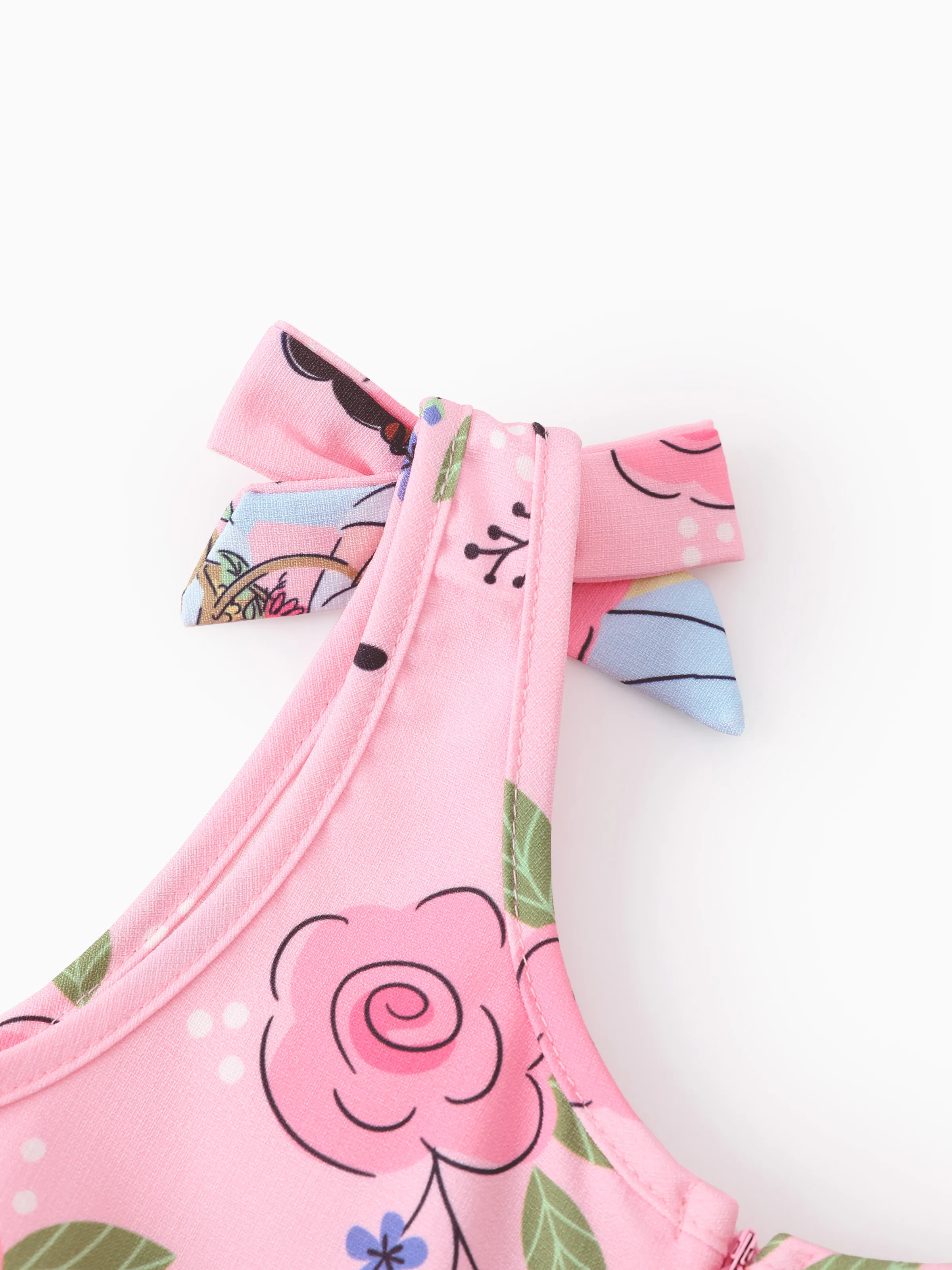 Disney Princess Toddler Girl Allover Print Bowknot Jumpsuit Pink - Image 7