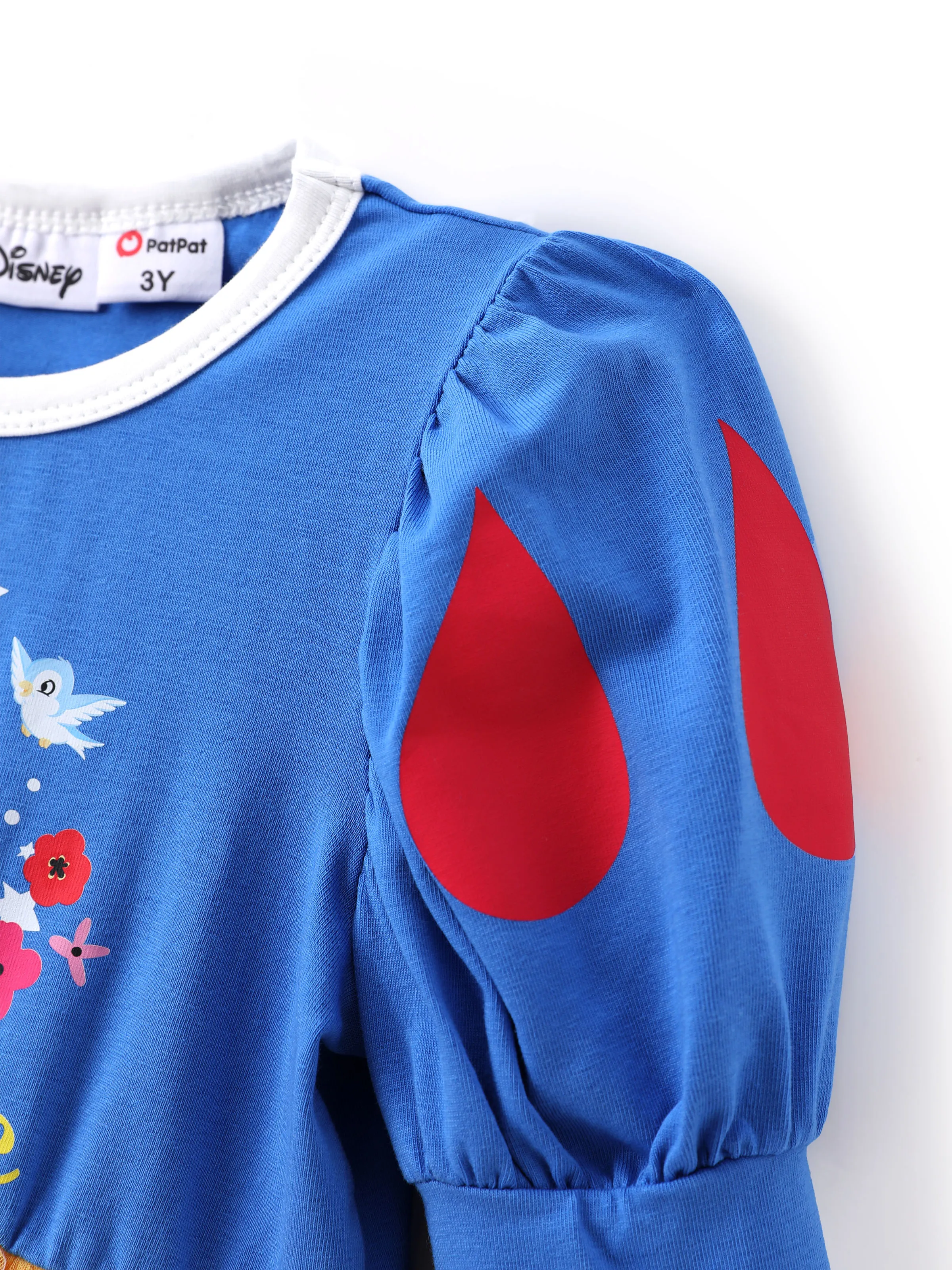 Disney Princess Toddler Girl 1pc Snow White Floral Apple Puff Sleeve Dress Blue - Image 5