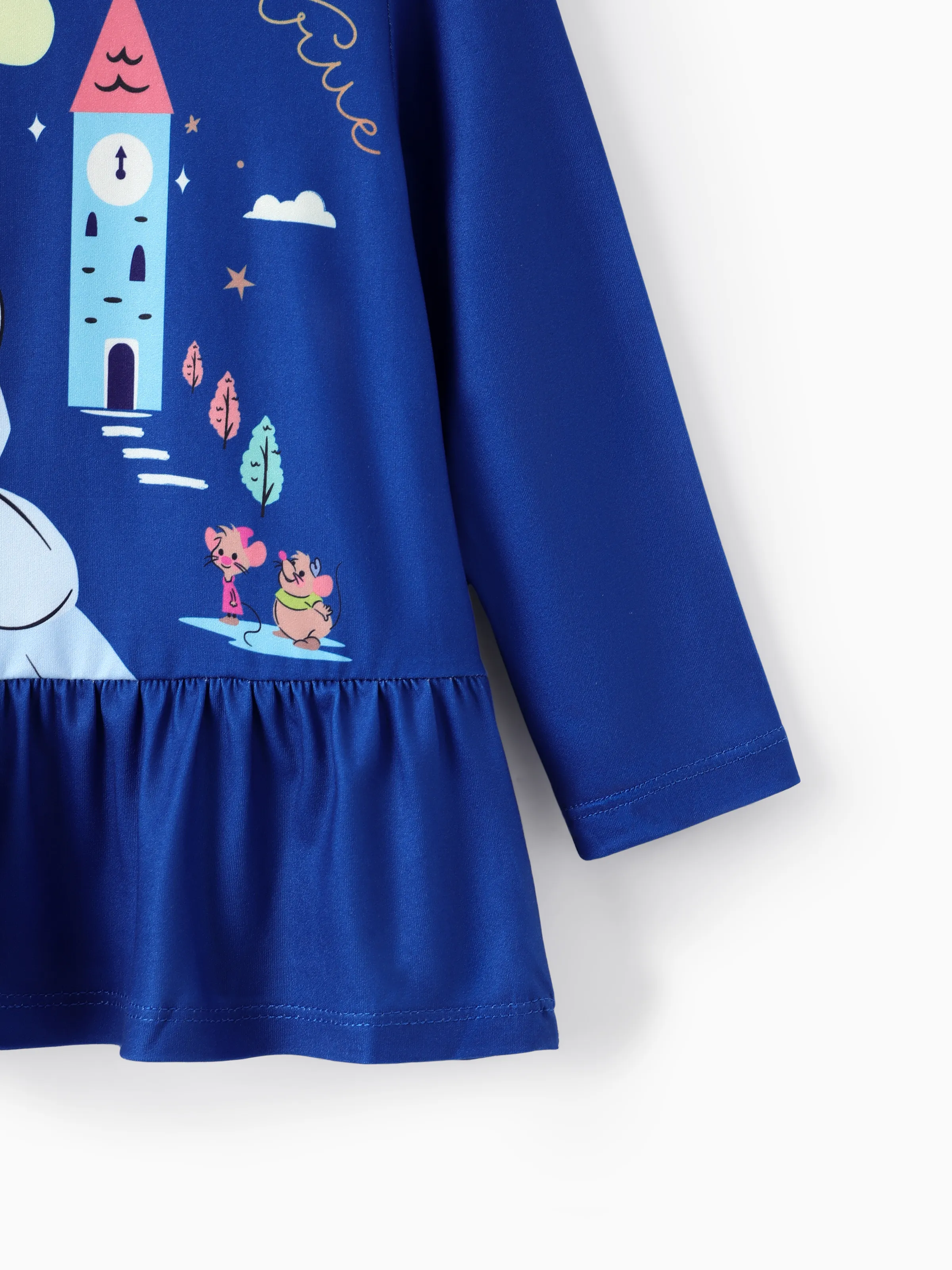 Disney Princess Toddler Girl 2pcs Cinderella Print Peplum Tee and Stripe Pants Set Deep Blue - Image 4