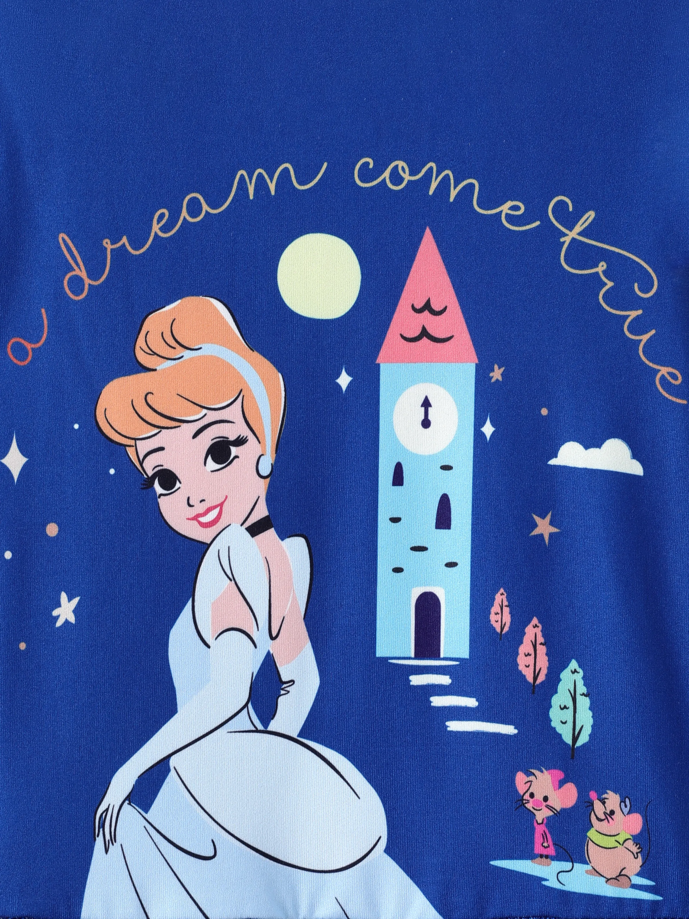 Disney Princess Toddler Girl 2pcs Cinderella Print Peplum Tee and Stripe Pants Set Deep Blue - Image 6