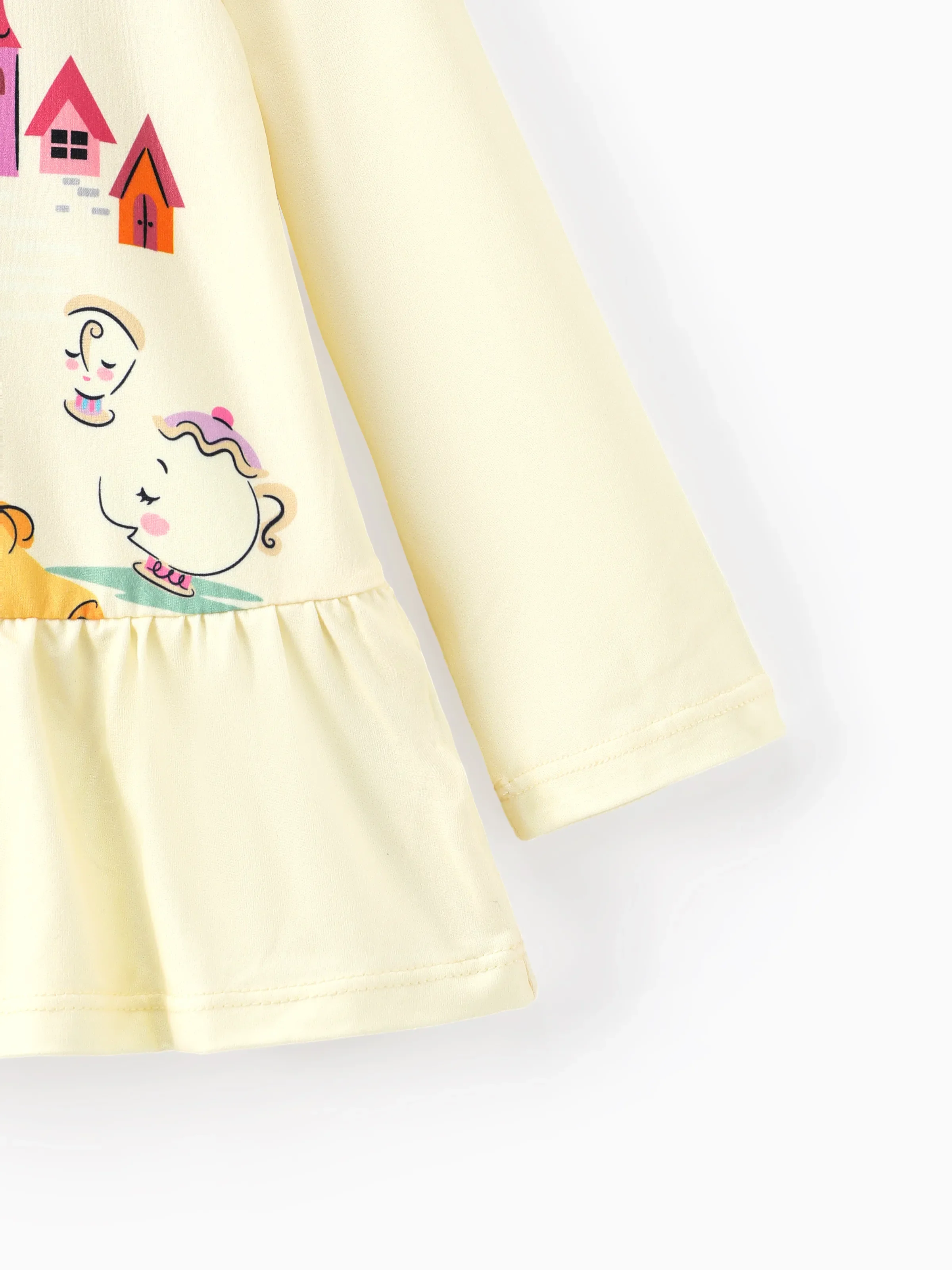 Disney Princess Toddler Girl 2pcs Belle Print Peplum Tee and Stripe Pants Set Yellow - Image 6