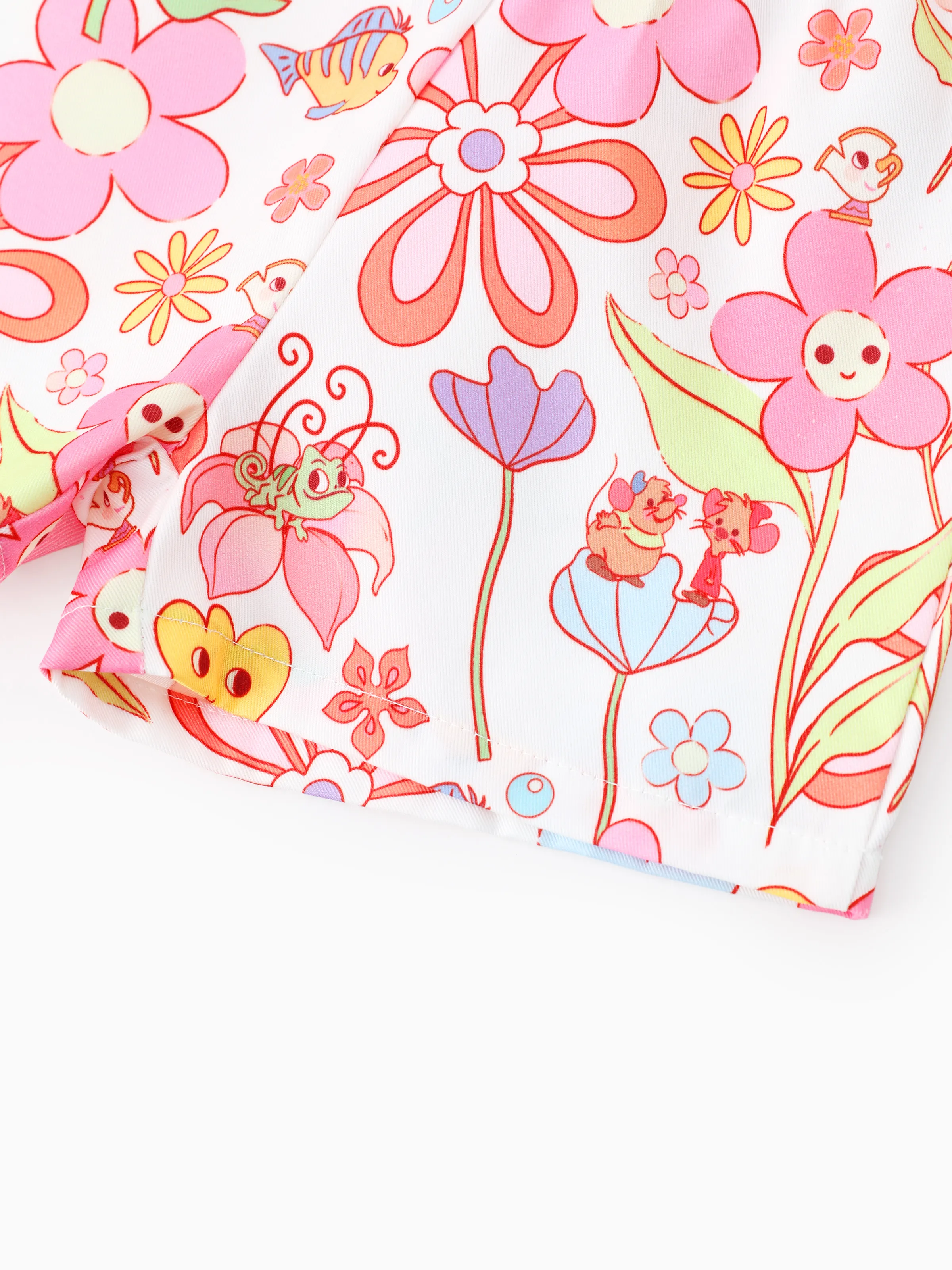 Disney Princess Toddler Girl 2pcs Moana/Tiana/Rapunzel Cotton Floral Print Knotted Sleeveless Tank Top And Shorts Set Pink - Image 9