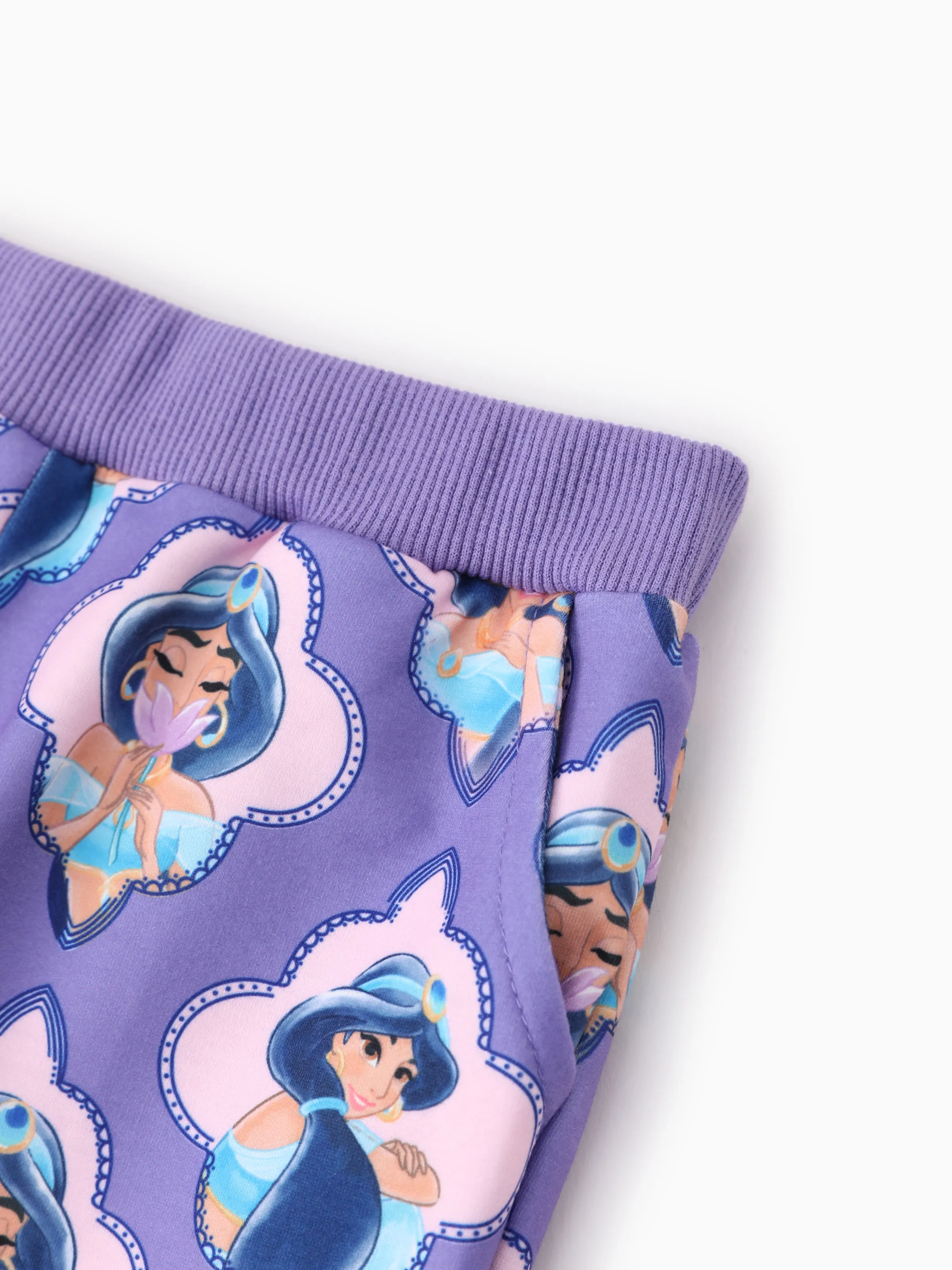 Disney Princess Toddler Girl 2pcs Jasmine Pattern Ruffled Sweatshirt And Pants Set bluishviolet - Image 8
