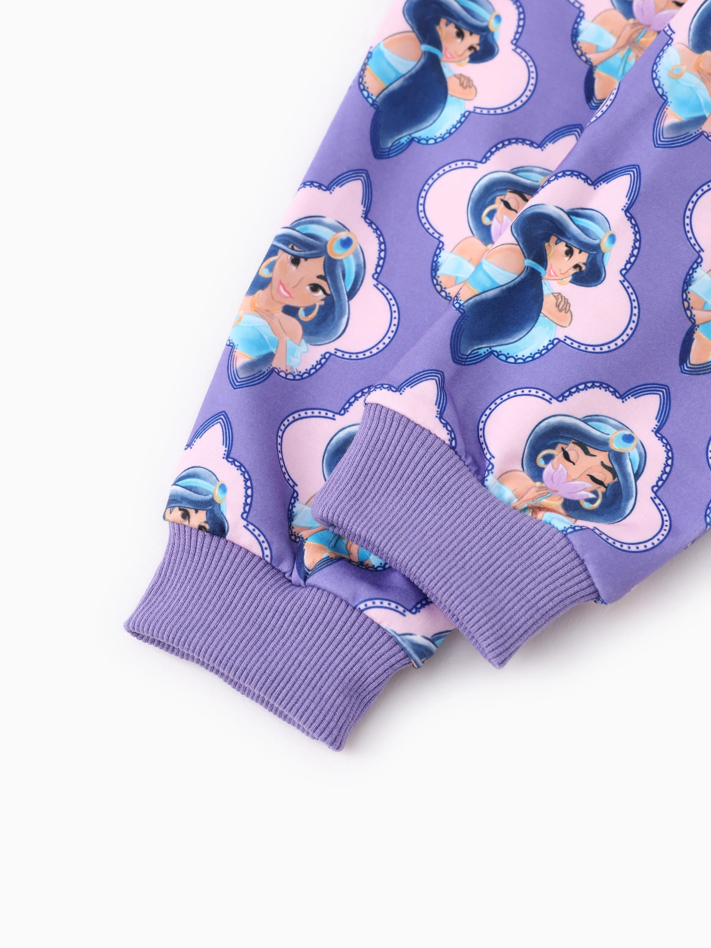 Disney Princess Toddler Girl 2pcs Jasmine Pattern Ruffled Sweatshirt And Pants Set bluishviolet - Image 9