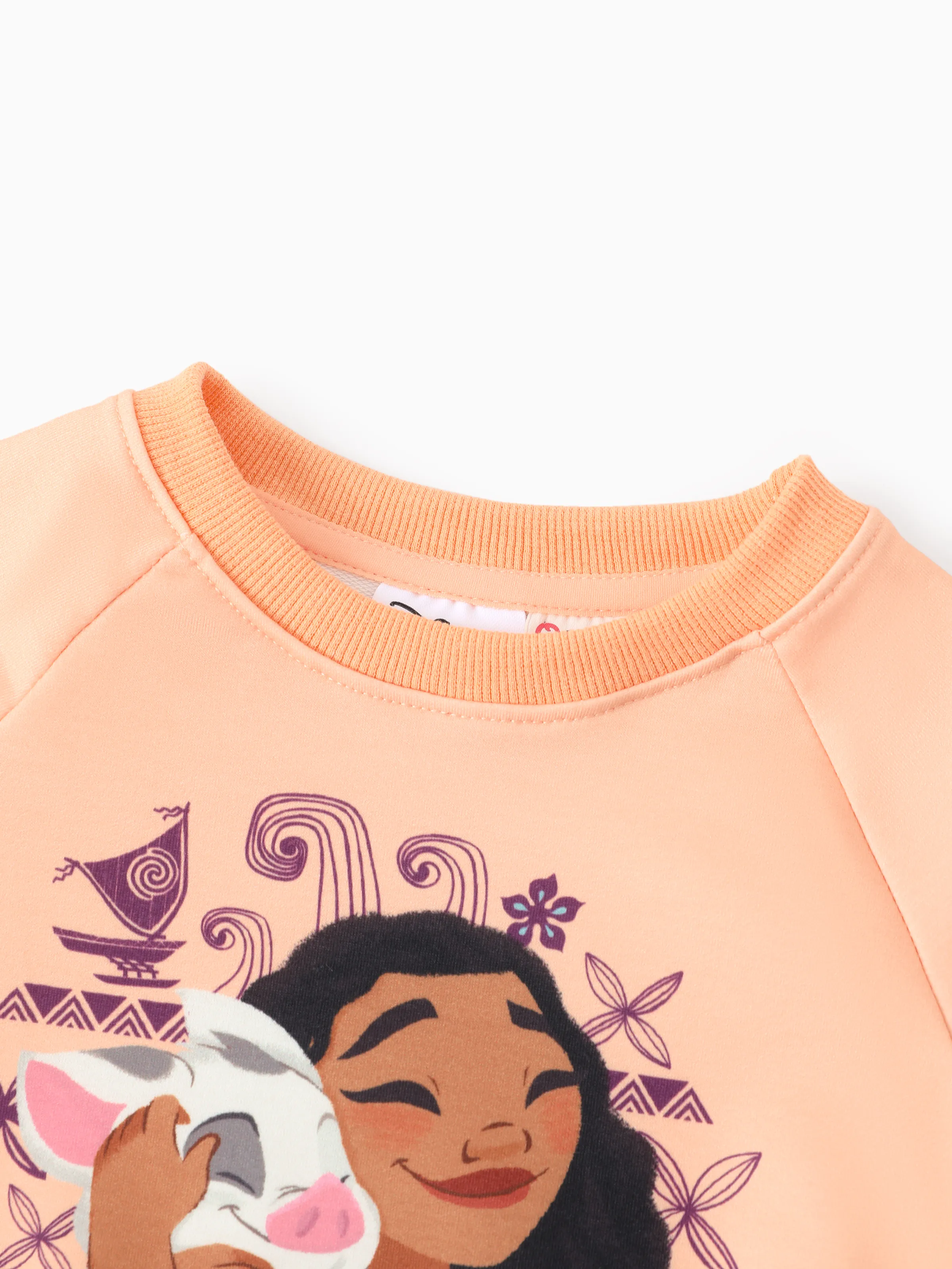 Disney Princess Toddler Girl 2pcs Moana Pattern Ruffled Sweatshirt And Pants Set Coral - Image 4