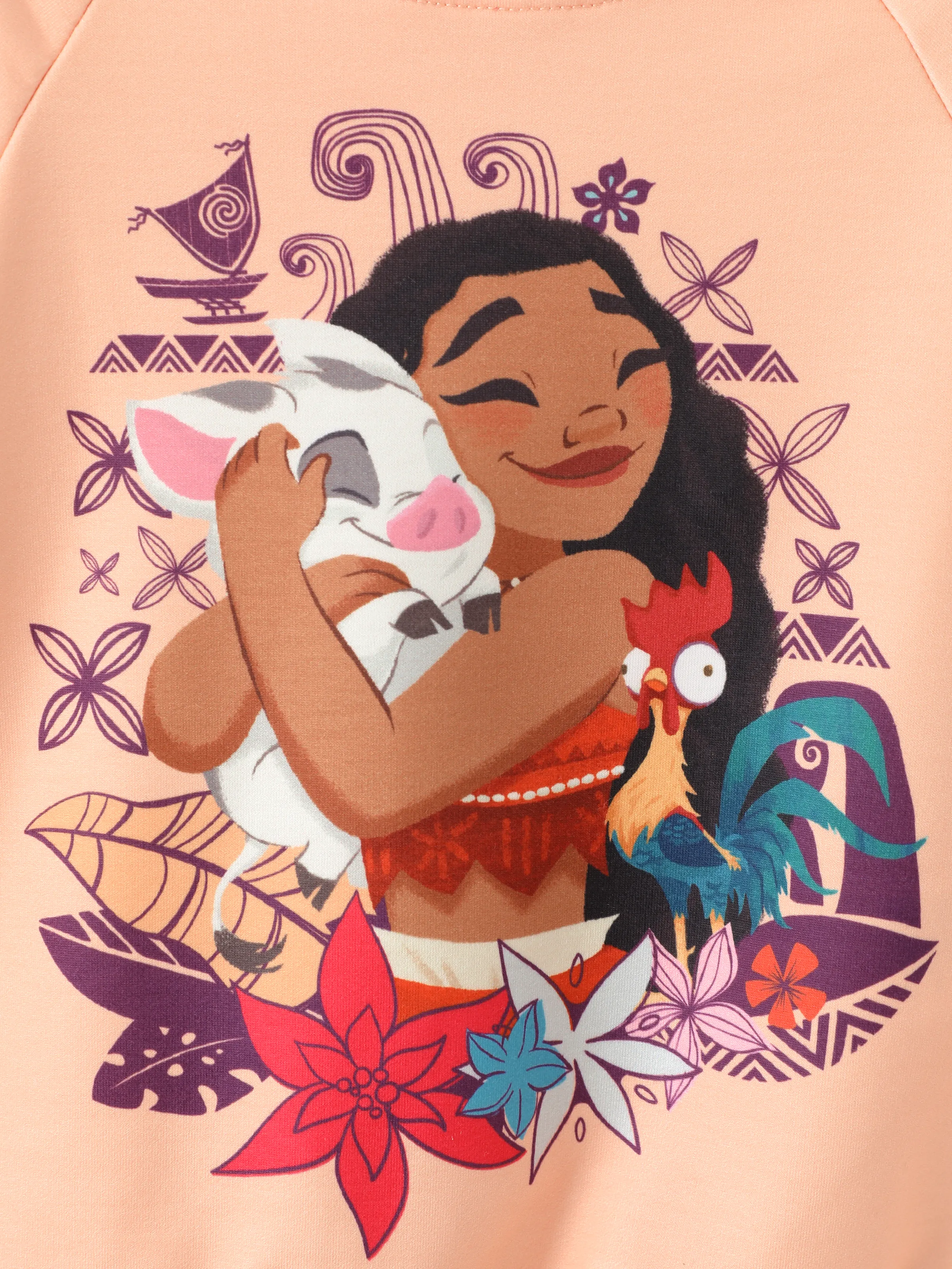 Disney Princess Toddler Girl 2pcs Moana Pattern Ruffled Sweatshirt And Pants Set Coral - Image 5