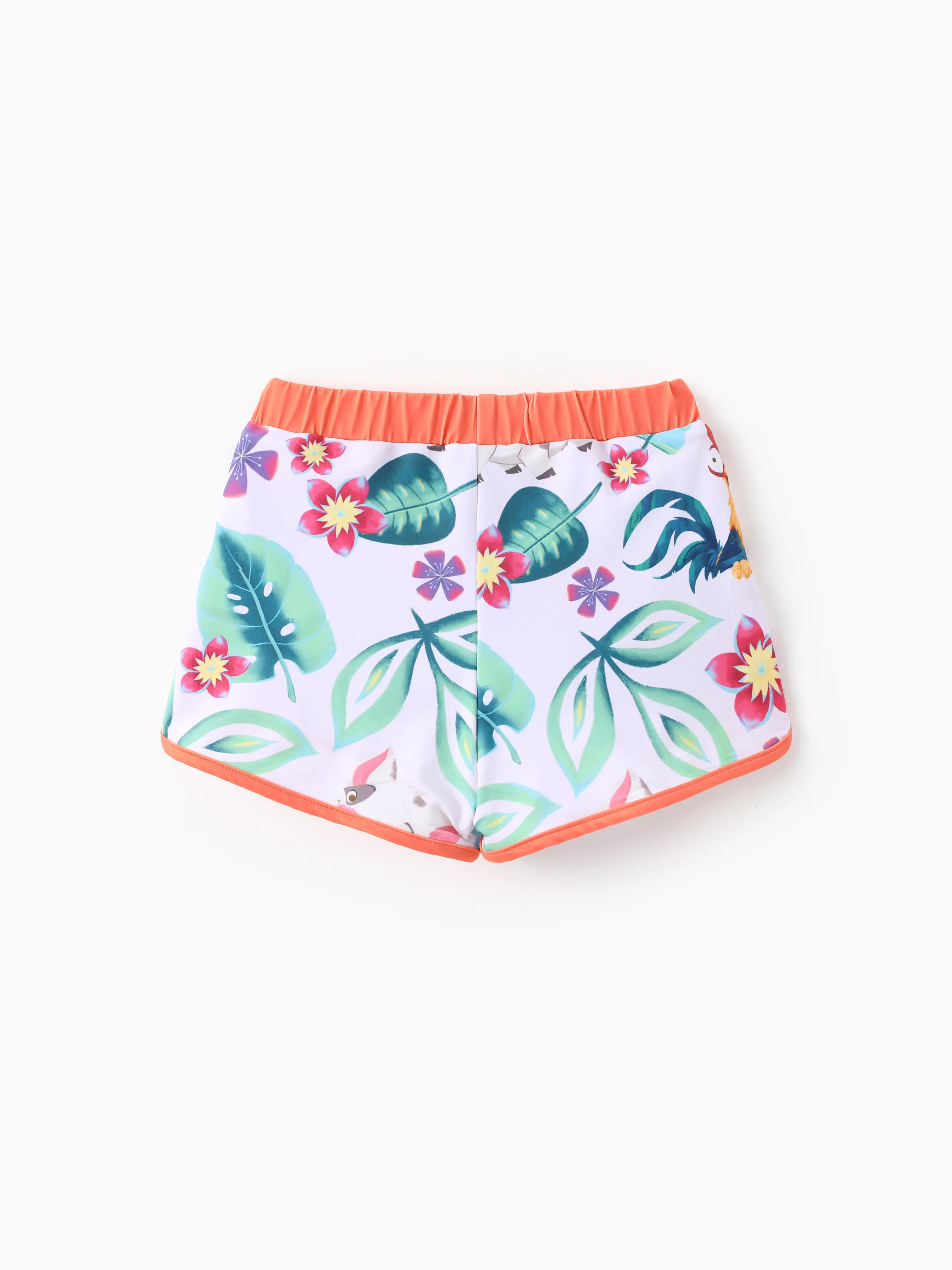 Disney Princess Toddler Girl 2pcs Moana Floral Print Colorblock Short-sleeve Top and Trunks UPF 50+ Swimsuit Set Orange - Image 10