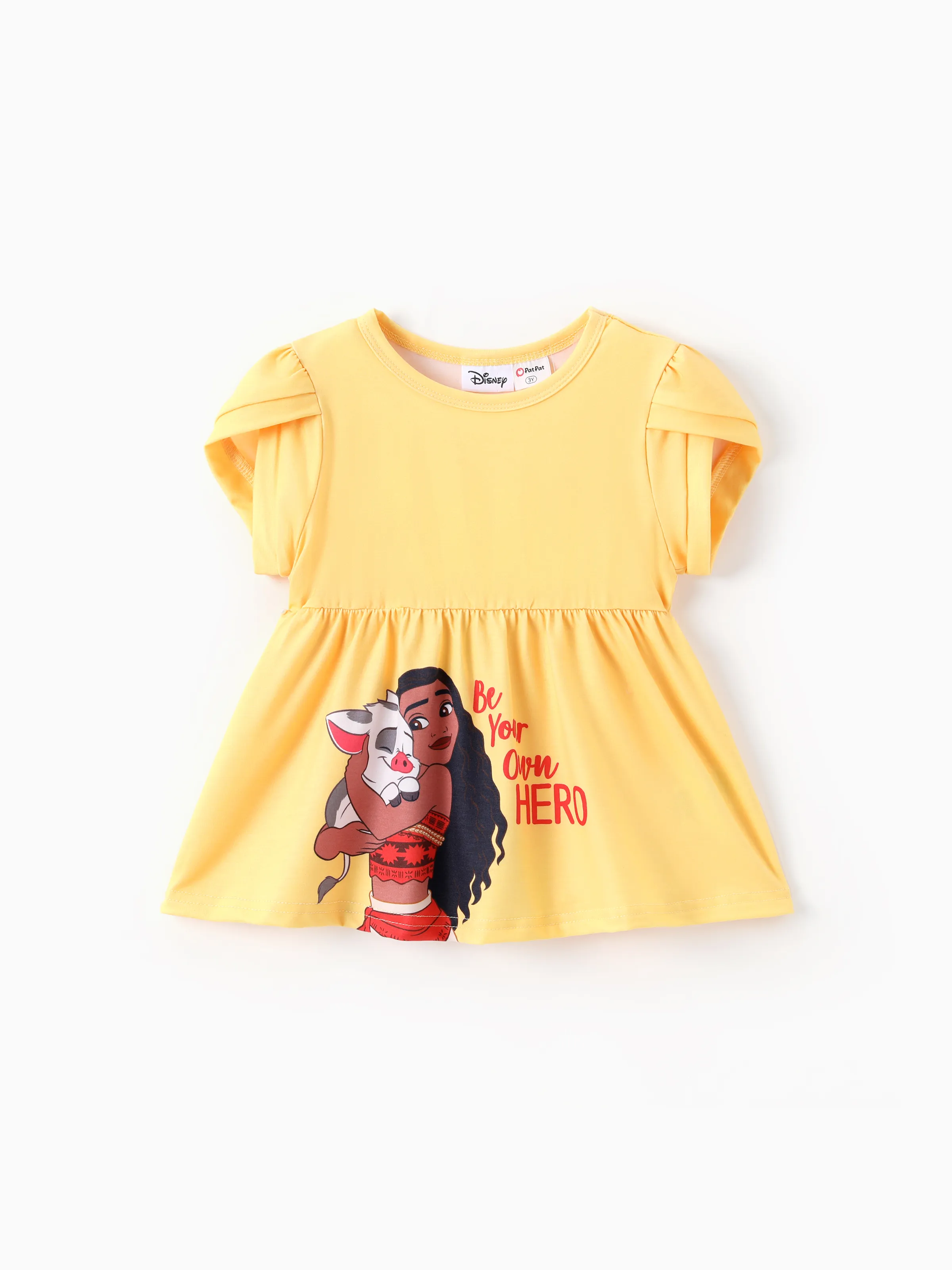 Disney Princess Toddler Girl 2pcs Naia™ Moana Pattern Ruffled Hem Top And Pant Set Yellow - Image 3