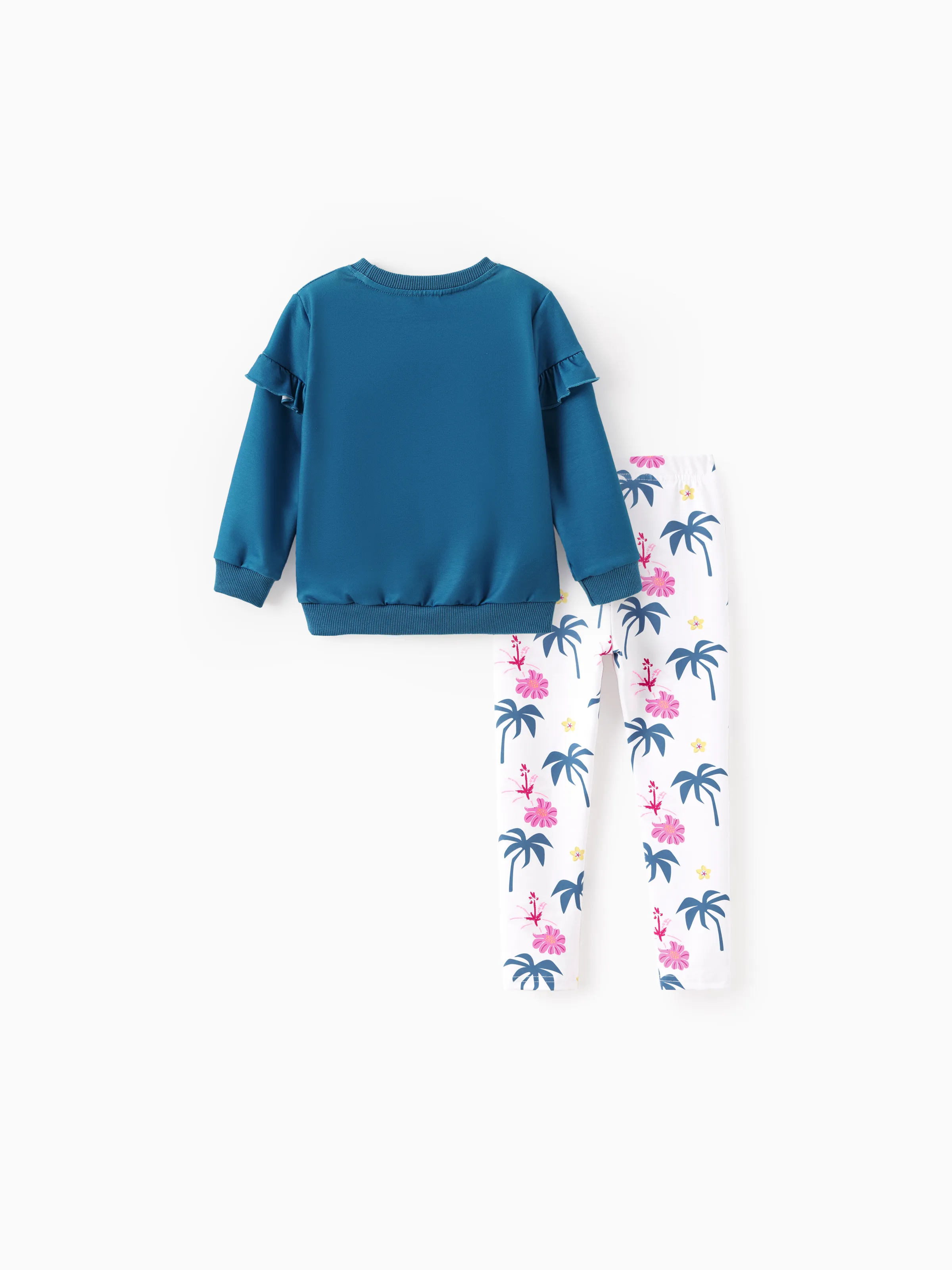 Disney Princess Toddler Girl Moana 2pcs Ruffled Sweatshirt and Leggings Set Blue - Image 3