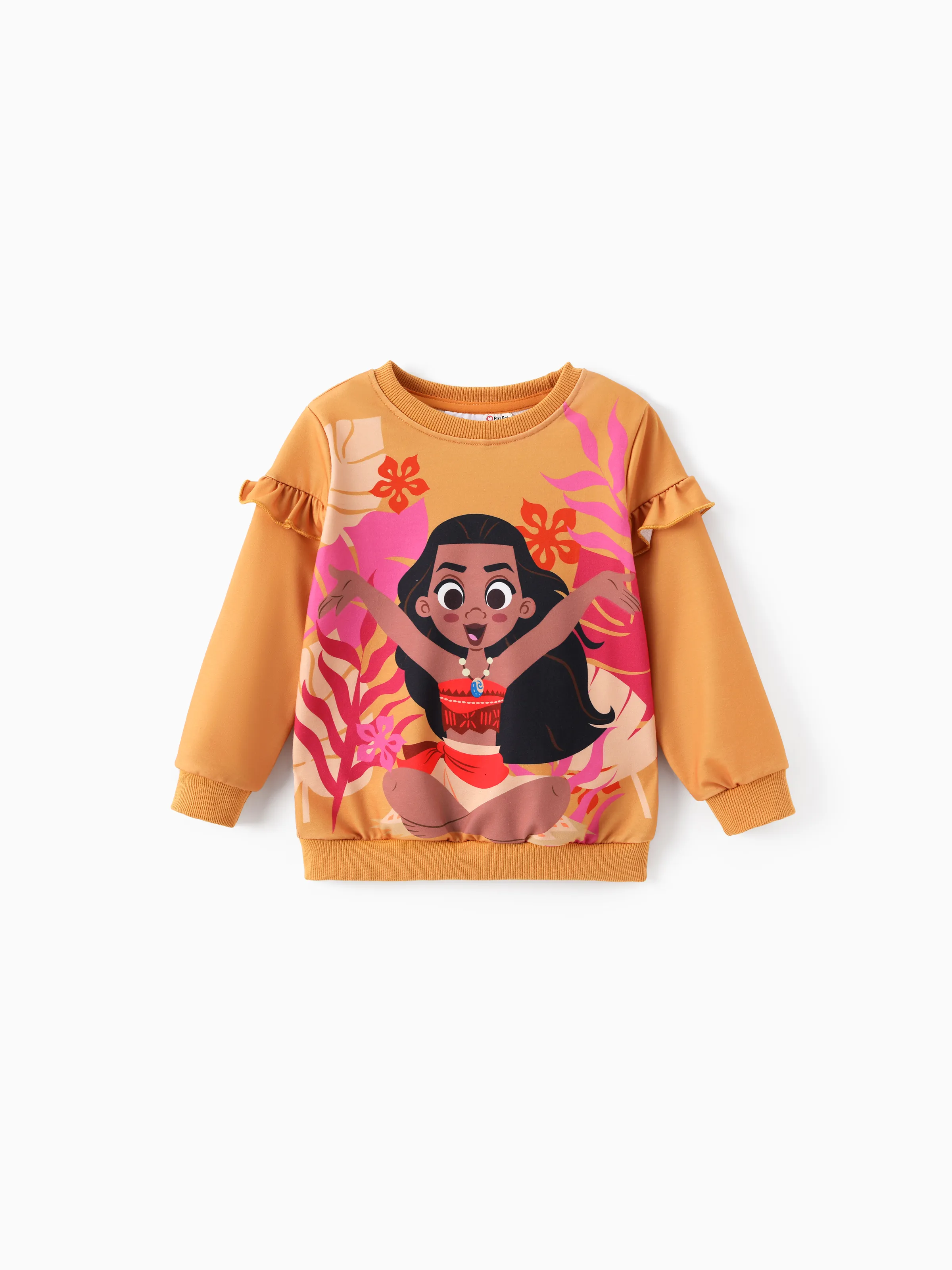 Disney Princess Toddler Girl Moana 2pcs Ruffled Sweatshirt and Leggings Set Orange - Image 4
