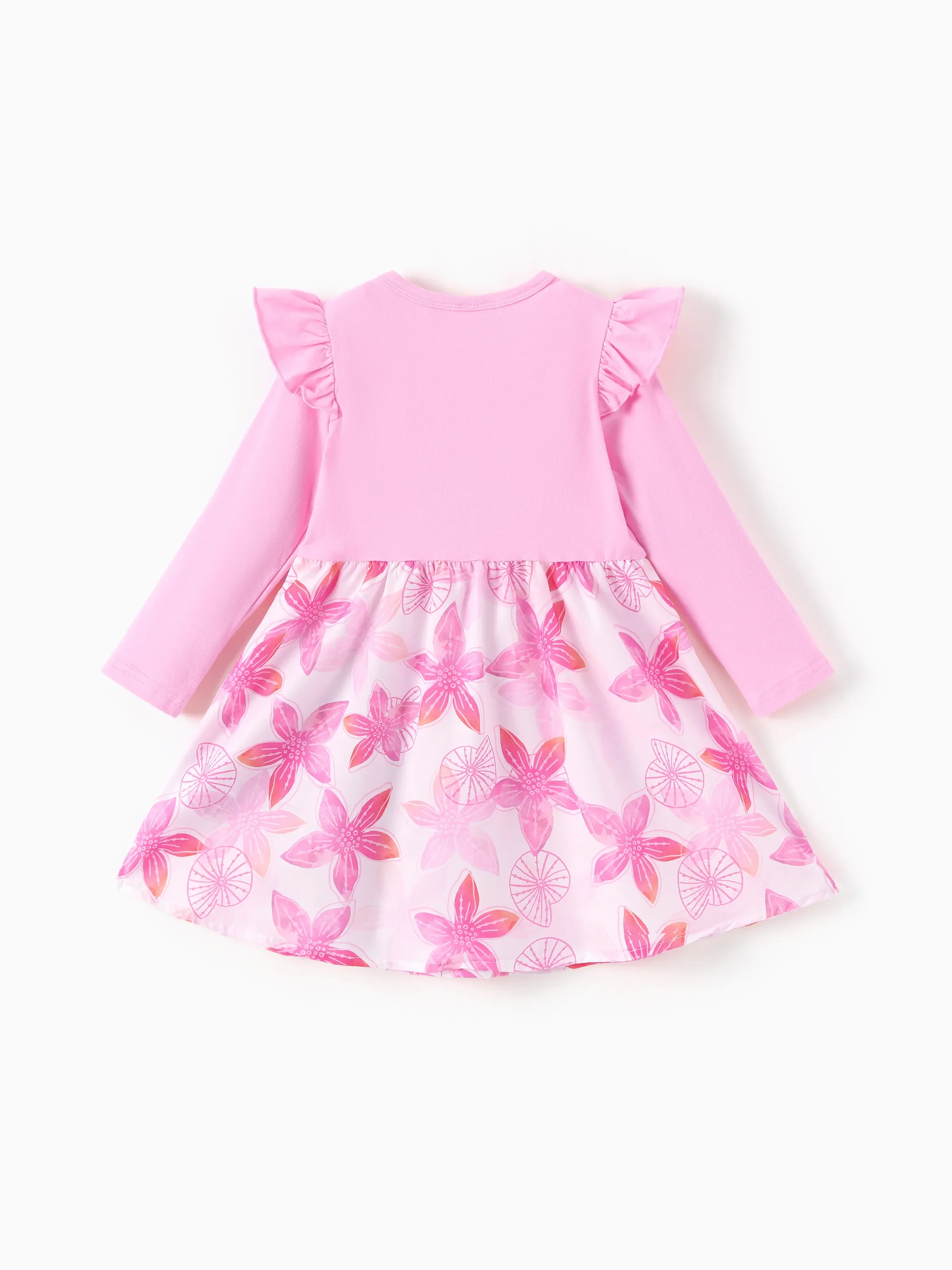 Disney Princess Toddler Girl Ariel Childlike Ruffle Flutter-sleeve Dress Pink - Image 3