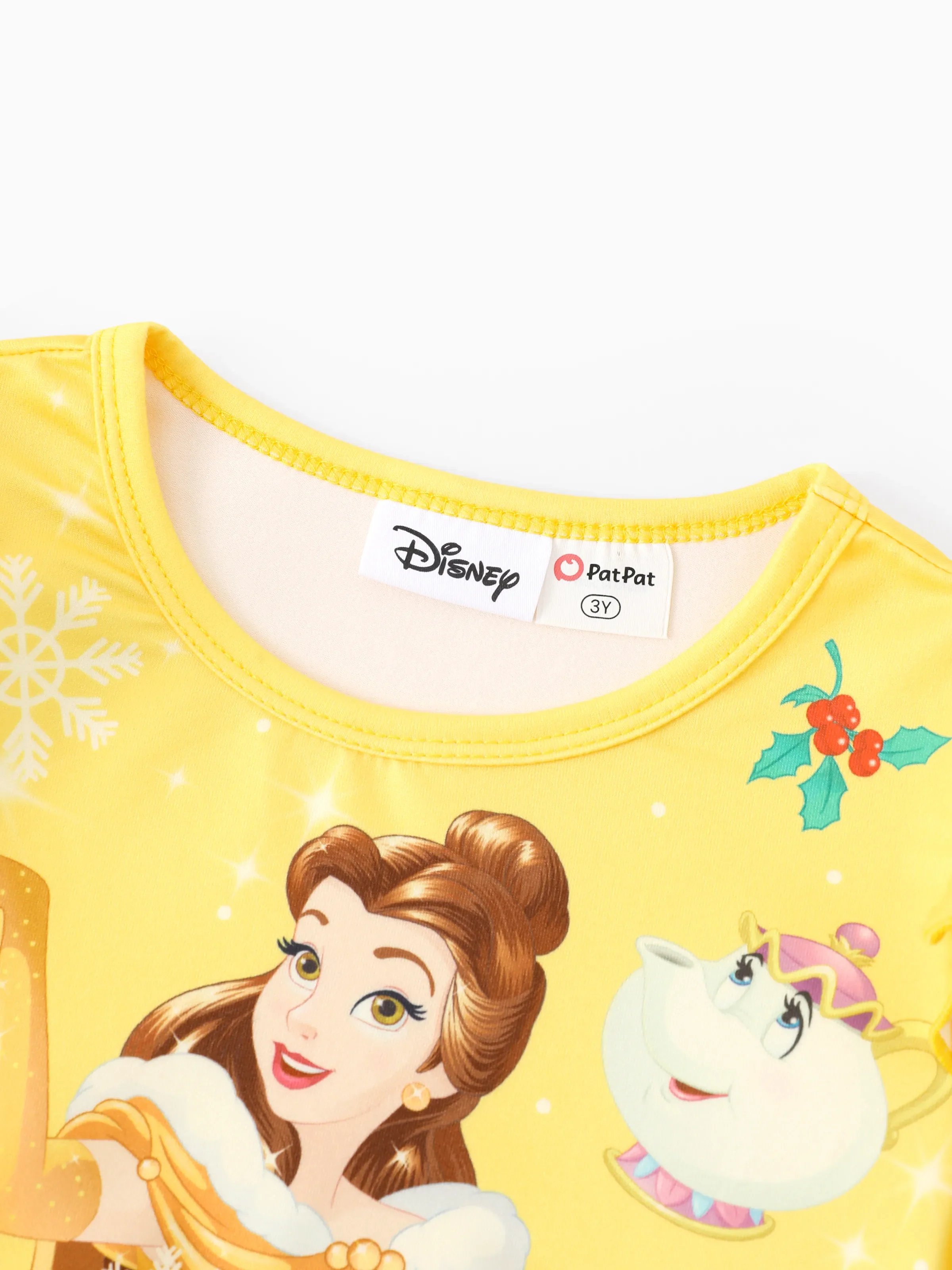 Disney Princess Toddler Girl Belle Ruffled Longsleeves Tulle Dress Yellow - Image 4